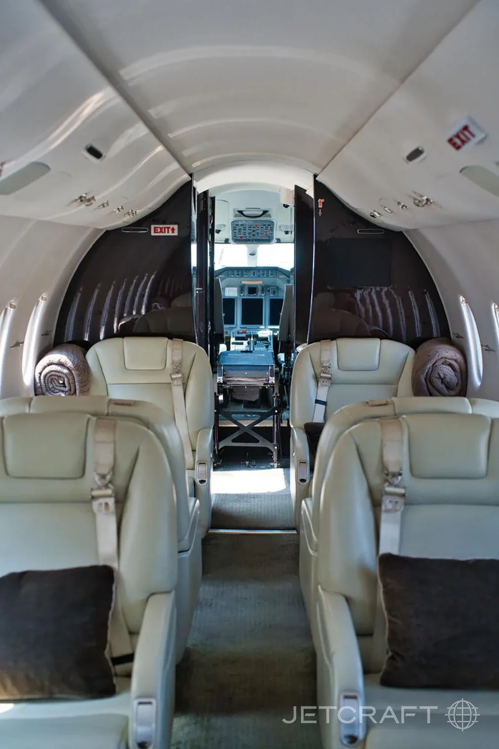 Cabin interior of a Hawker 4000.