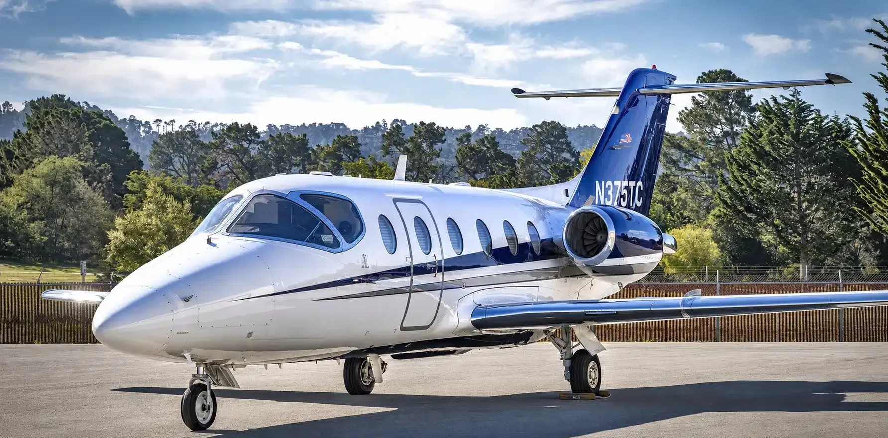 Exterior view of a Hawker 400 Series, N375TC.
