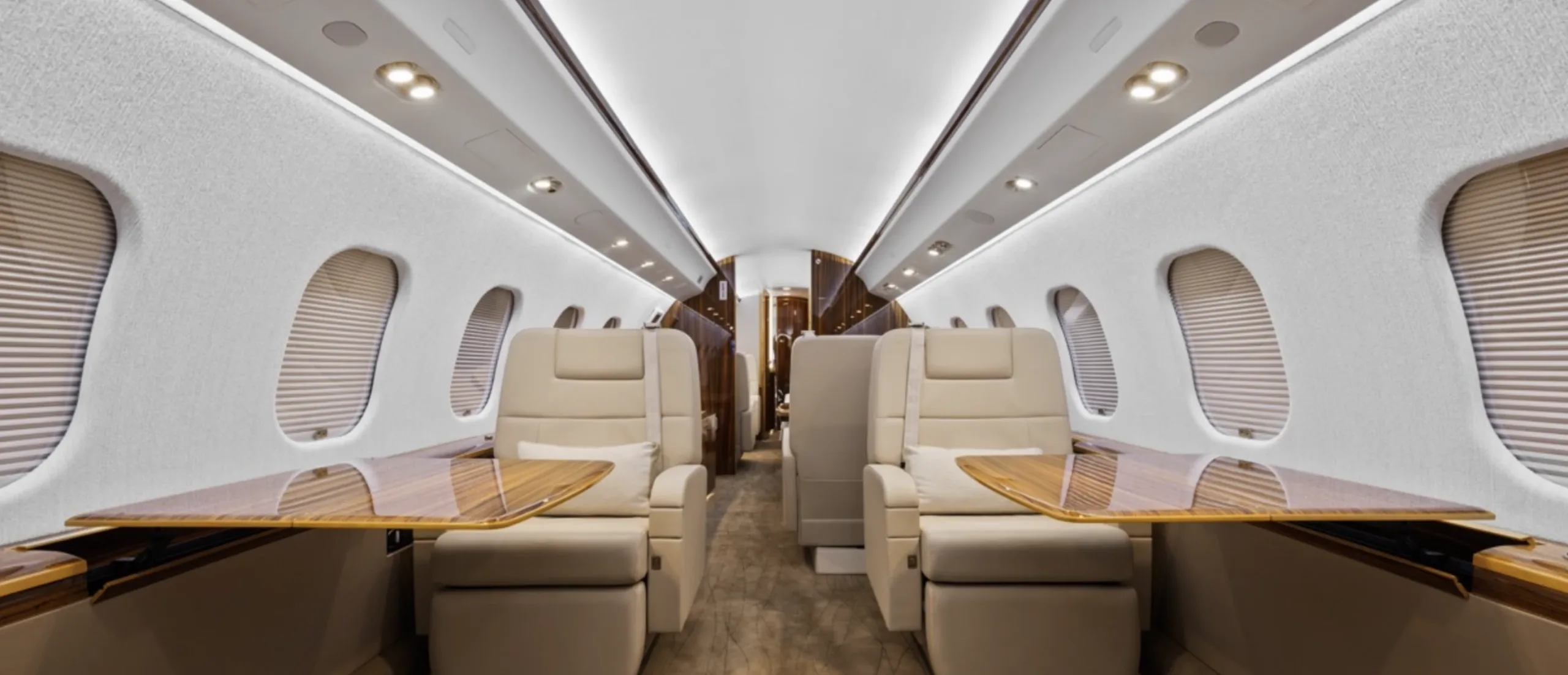Cabin interior of a Bombardier Global XRS.