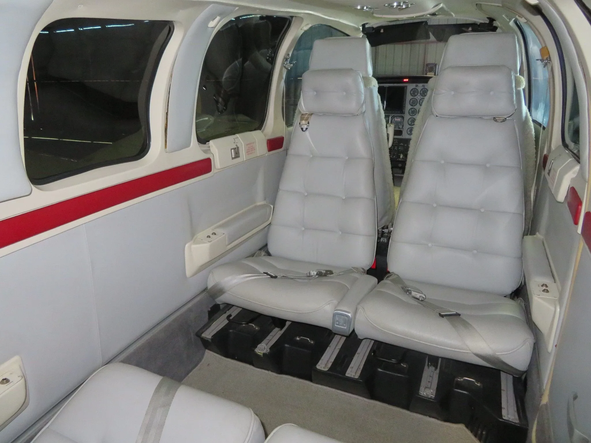 Cabin interior of a Beechcraft Twin Piston Baron 58.