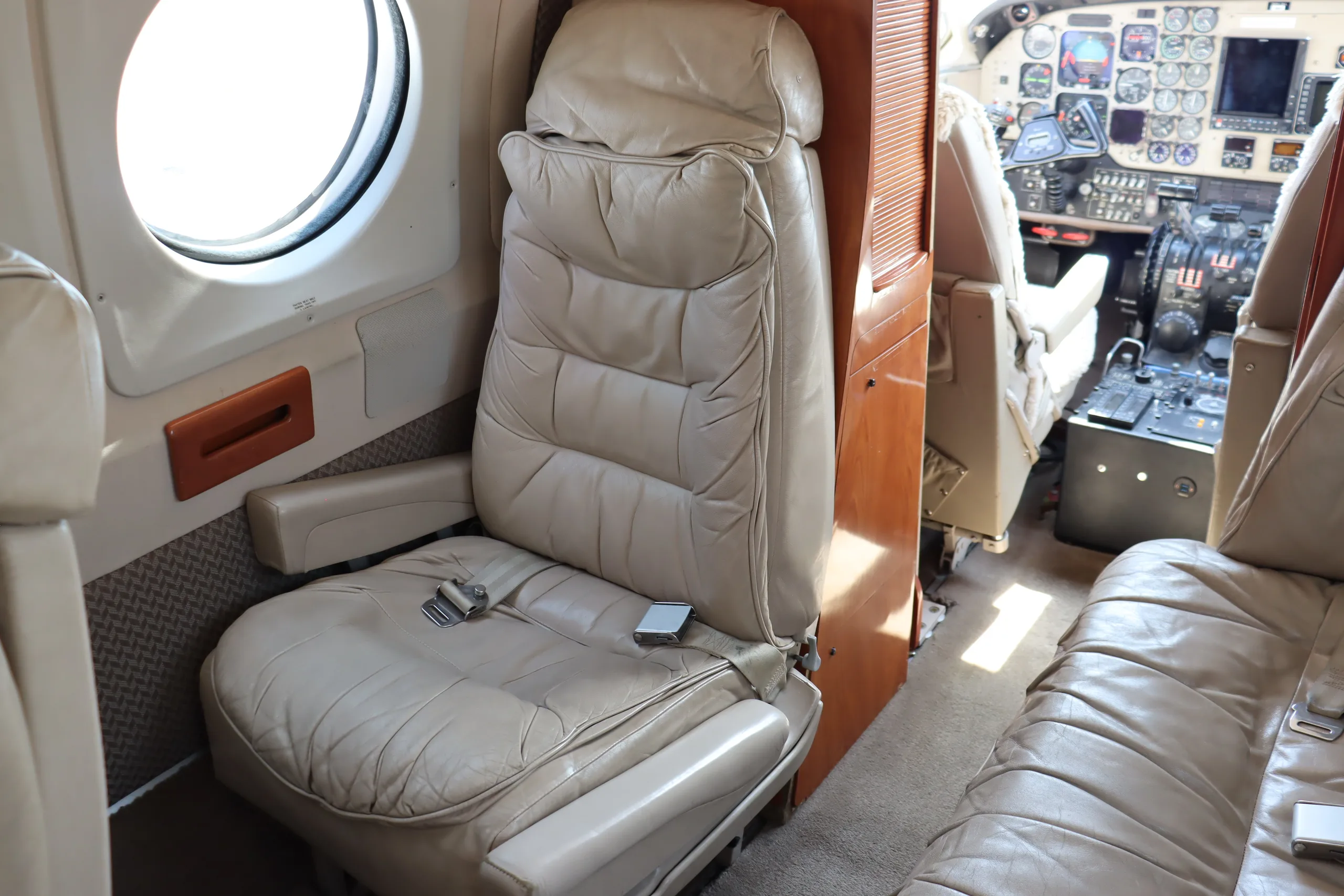 Cabin interior of a 1986 Beechcraft King Air B200.