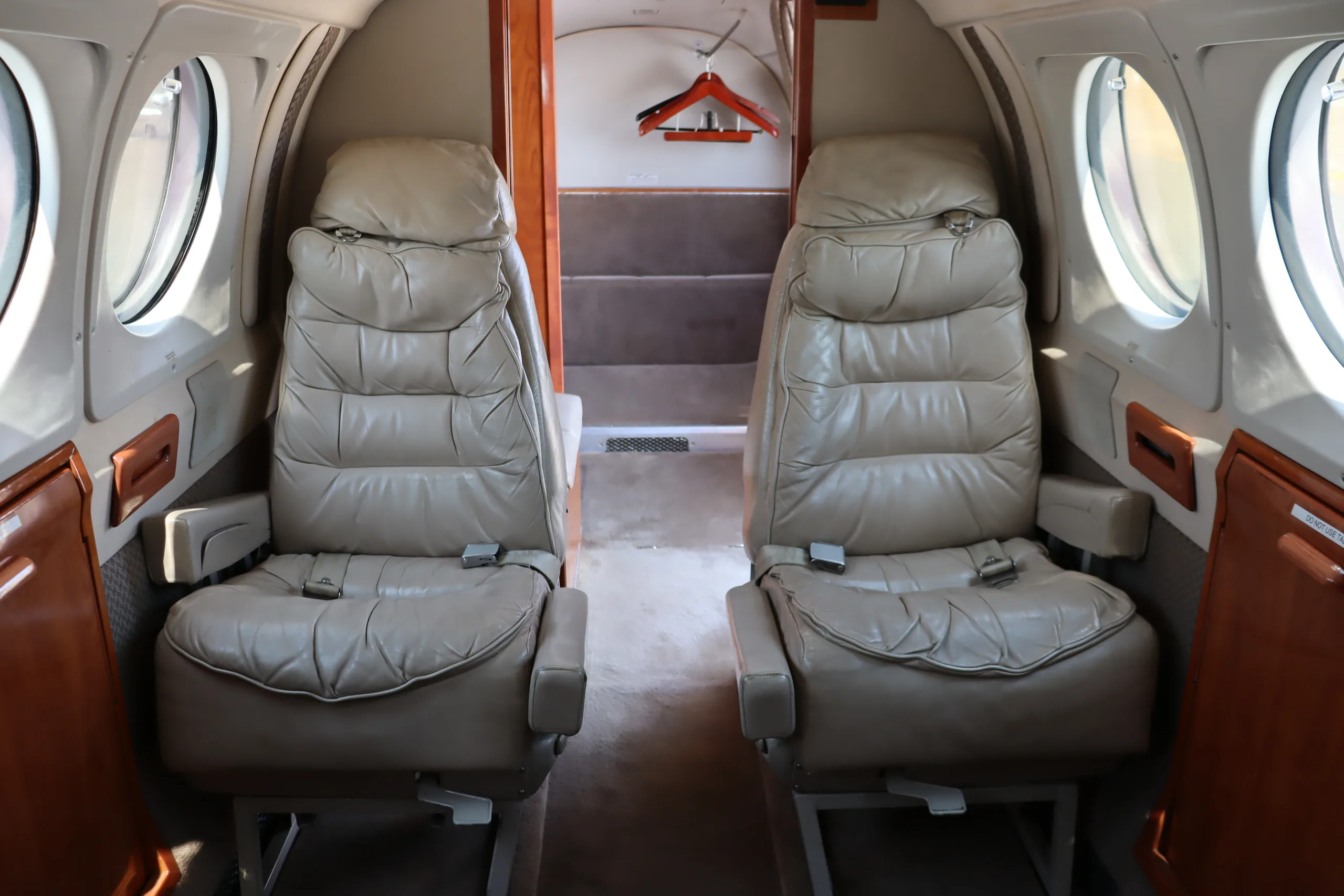 Cabin interior of a 1986 Beechcraft King Air B200.