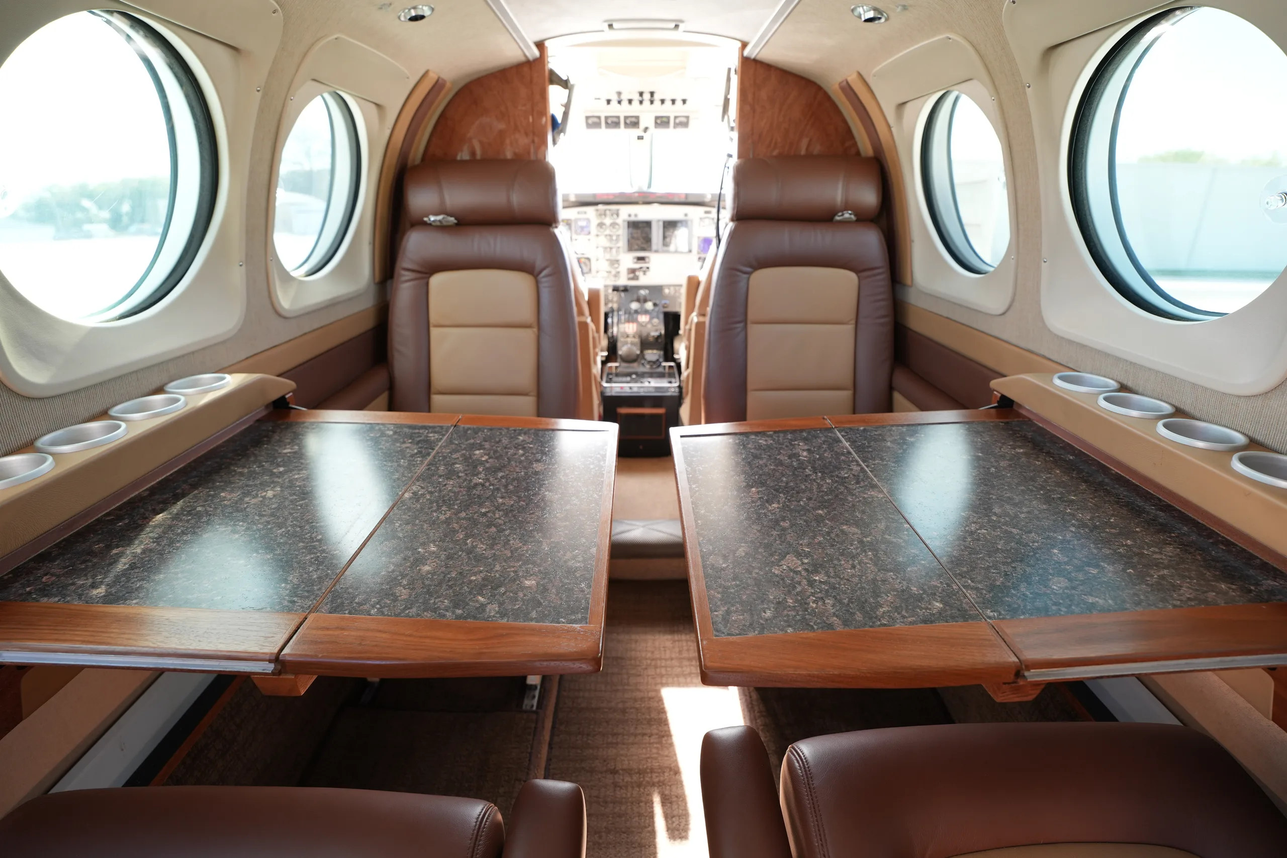 Cabin interior of a 1990 Beechcraft King Air C90A.
