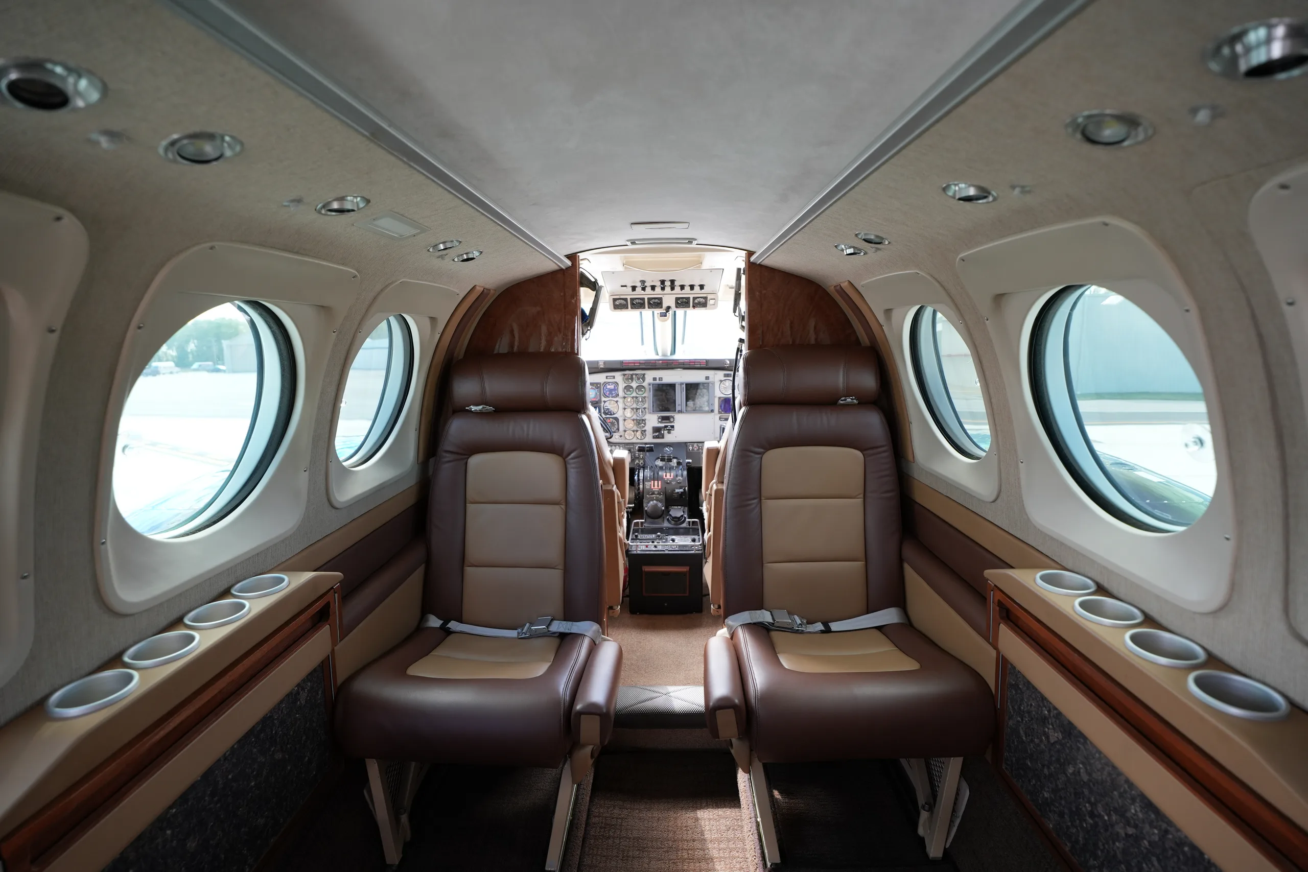 Cabin interior of a 1990 Beechcraft King Air C90A.