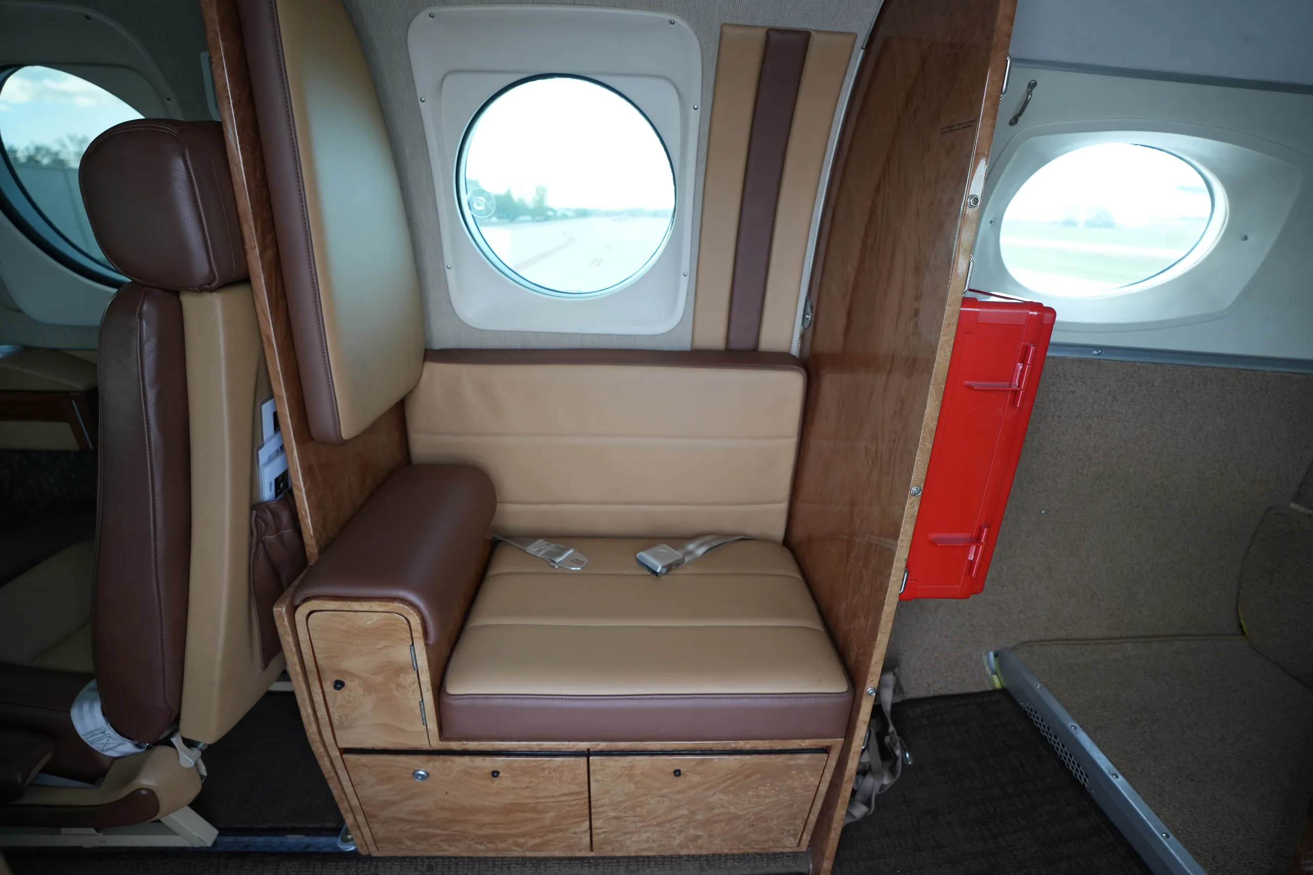 Cabin interior of a 1990 Beechcraft King Air C90A.