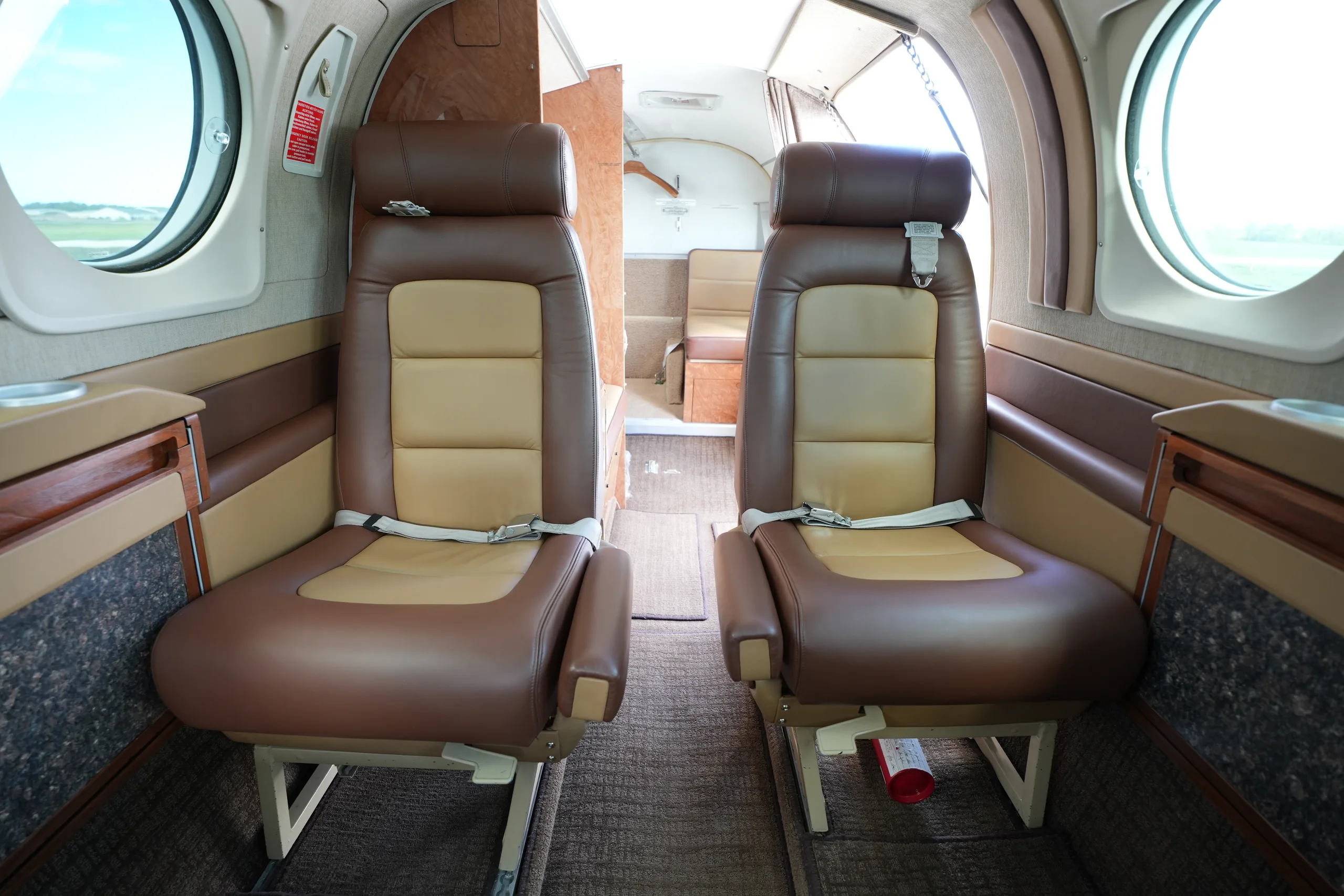 Cabin interior of a 1990 Beechcraft King Air C90A.
