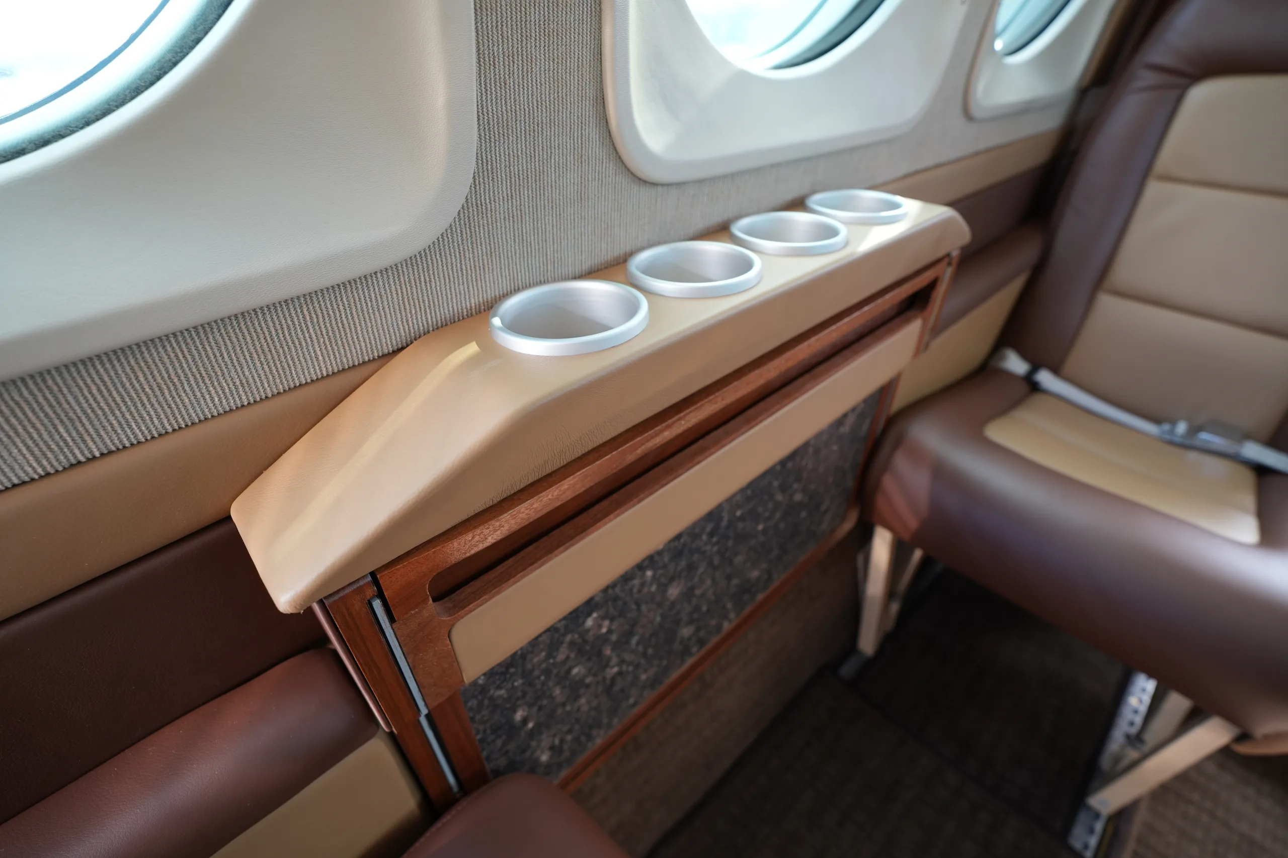Cabin interior of a 1990 Beechcraft King Air C90A.