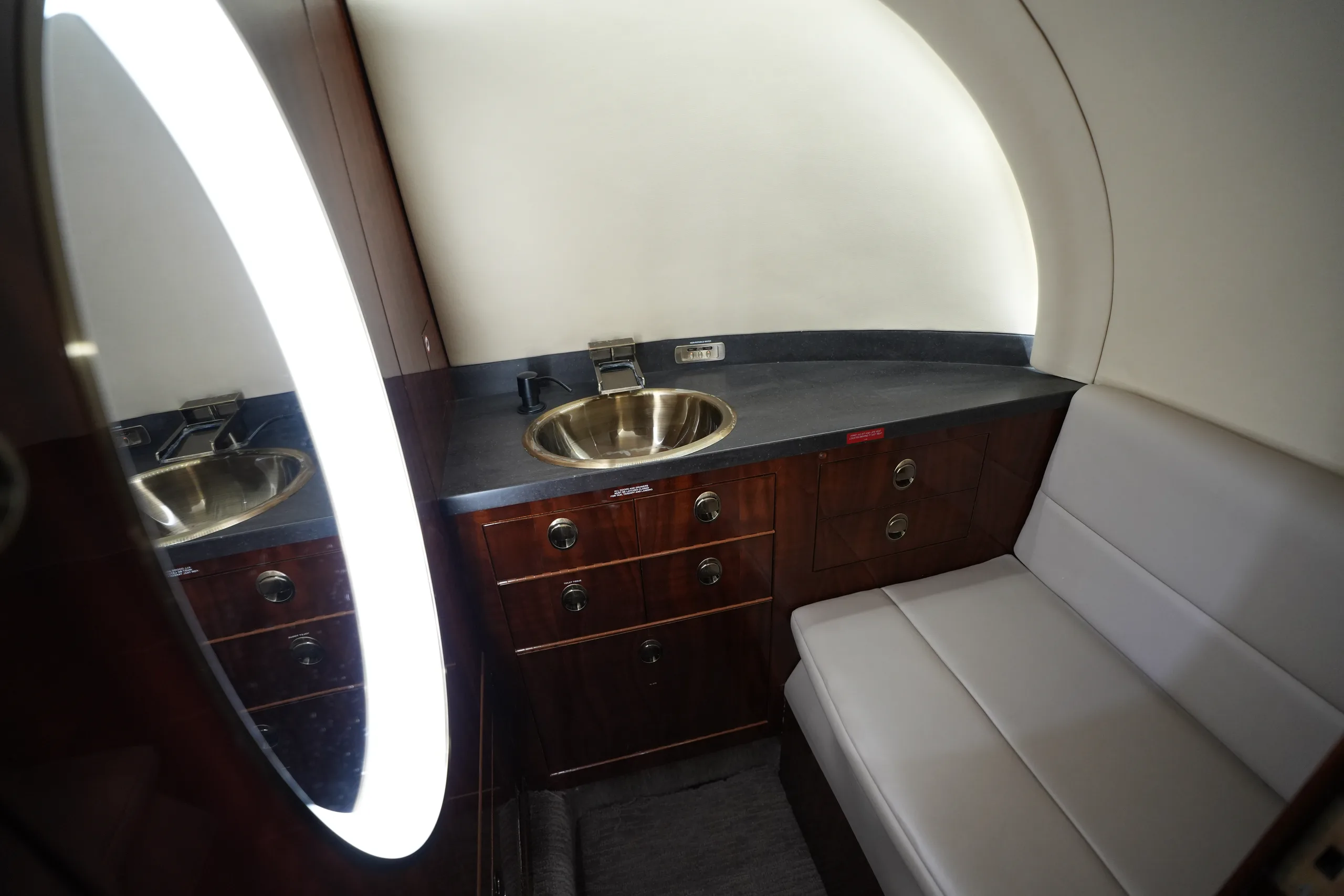 Cabin interior of a 2009 Hawker 900XP.