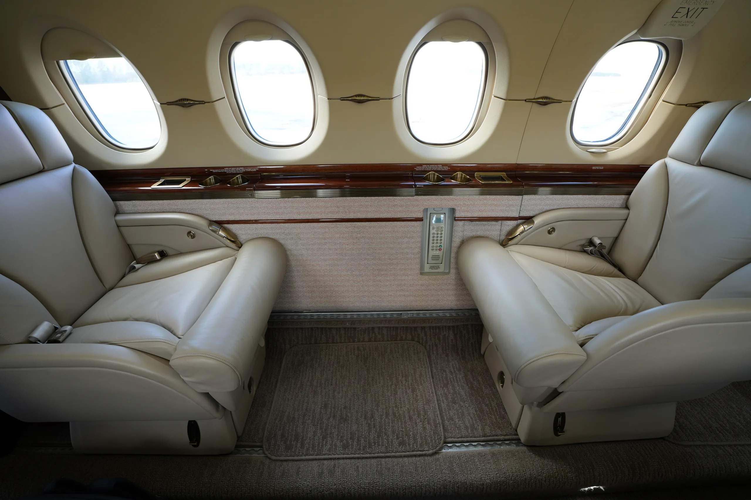 Cabin interior of a 2009 Hawker 900XP.