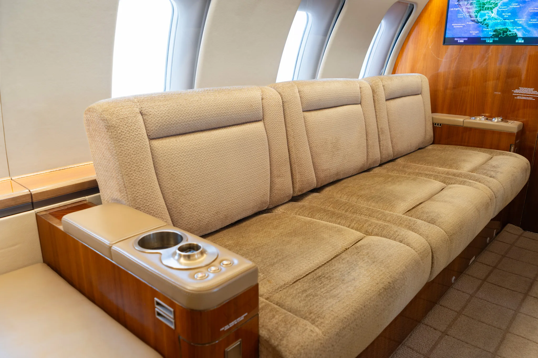 Cabin interior of a 2013 Bombardier challenger 605.