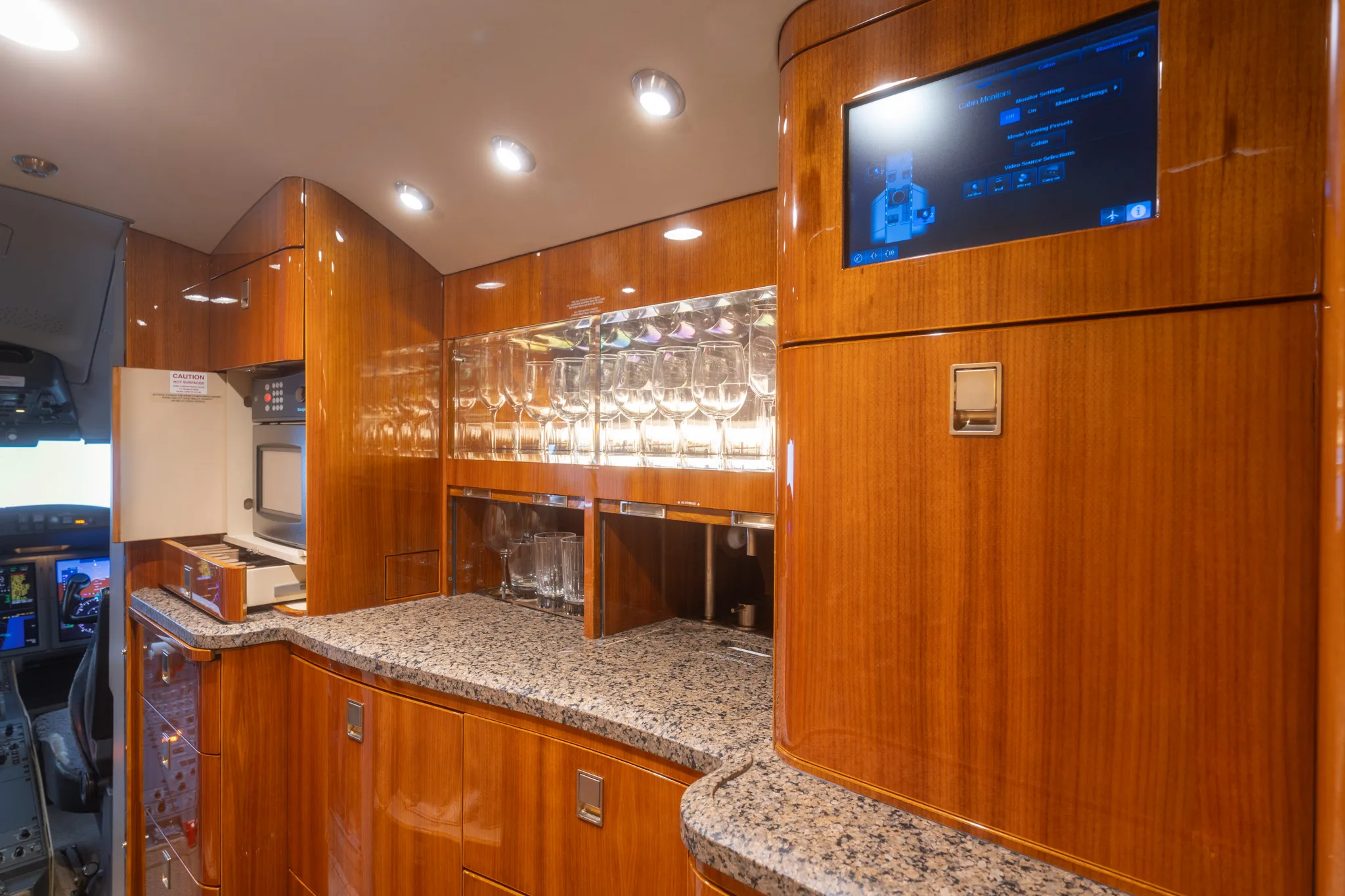 Cabin interior of a 2013 Bombardier challenger 605.
