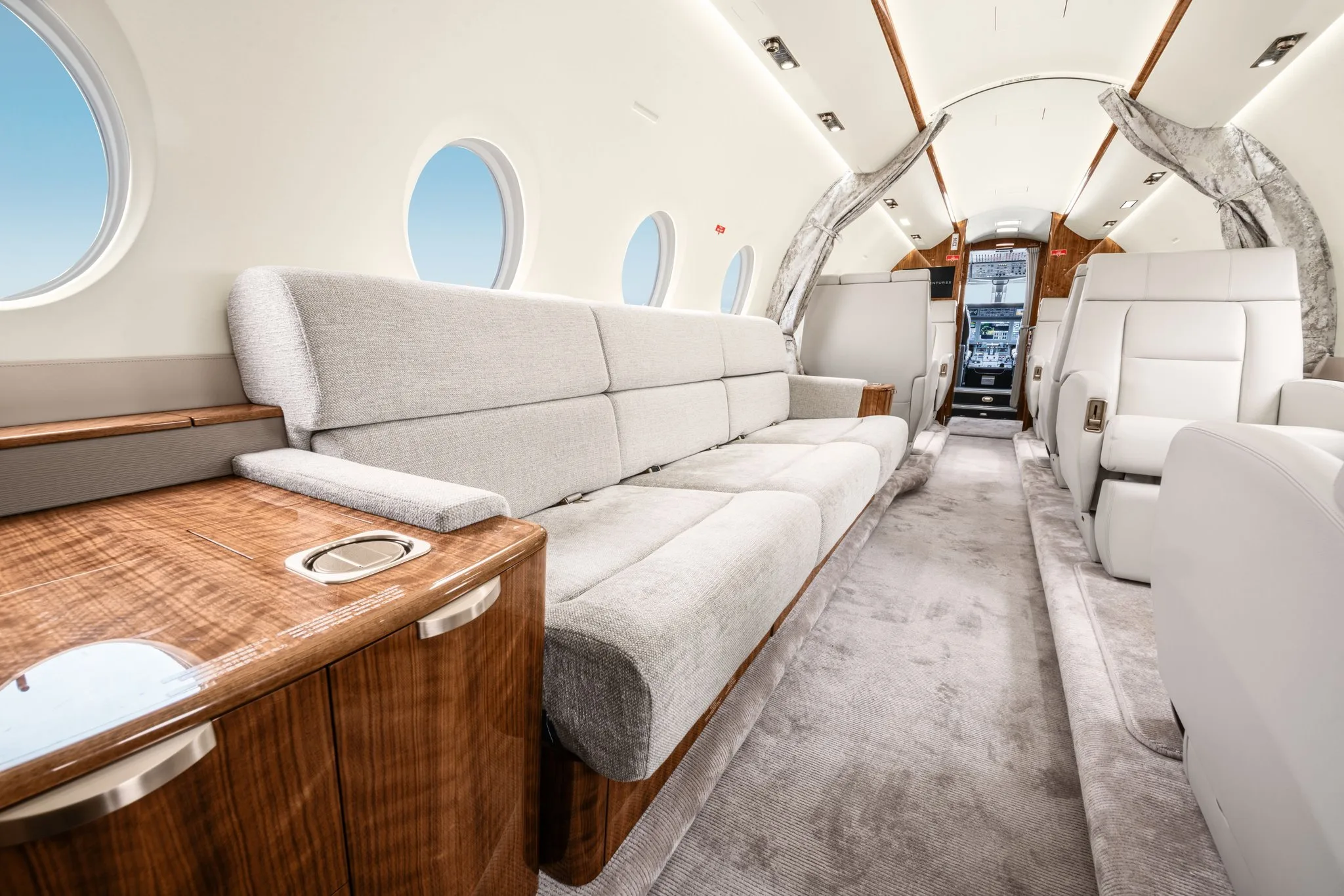 Cabin interior of a 2019 Gulfstream g280.
