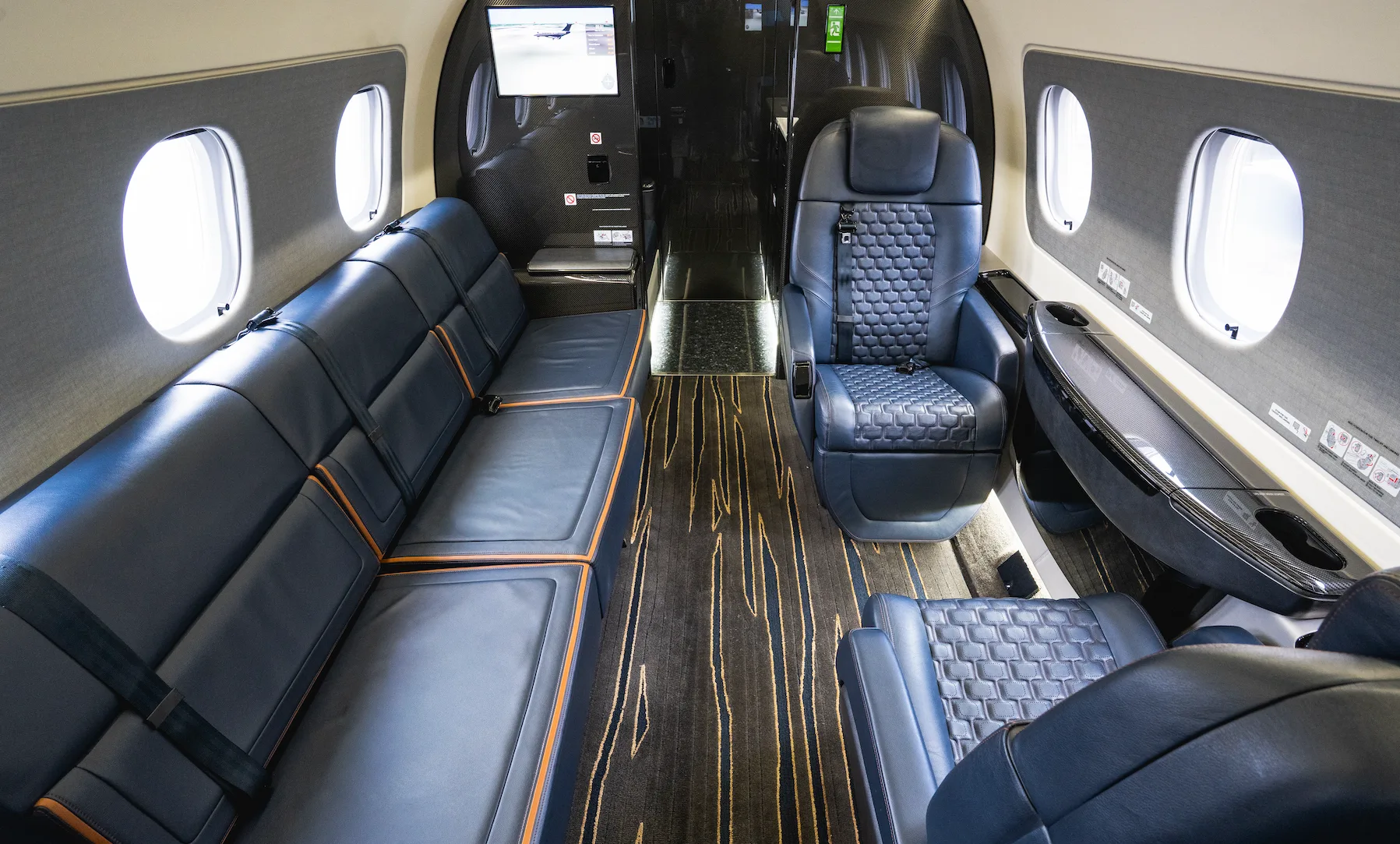 Cabin interior of a 2021 Embraer Praetor 600 — Aircraft Executives.