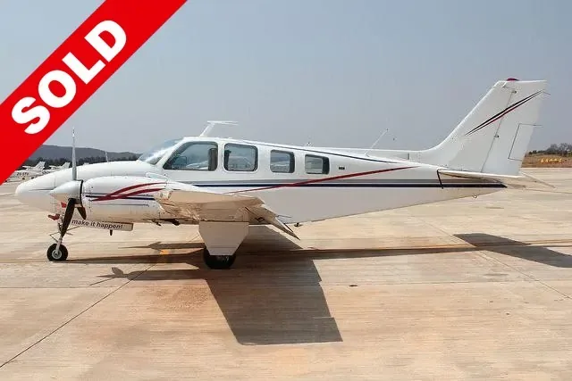Exterior view of a 1972 Beechcraft Baron 58.