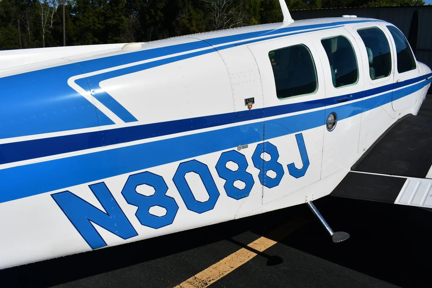 Exterior view of a 1990 Beechcraft A36 Bonanza.