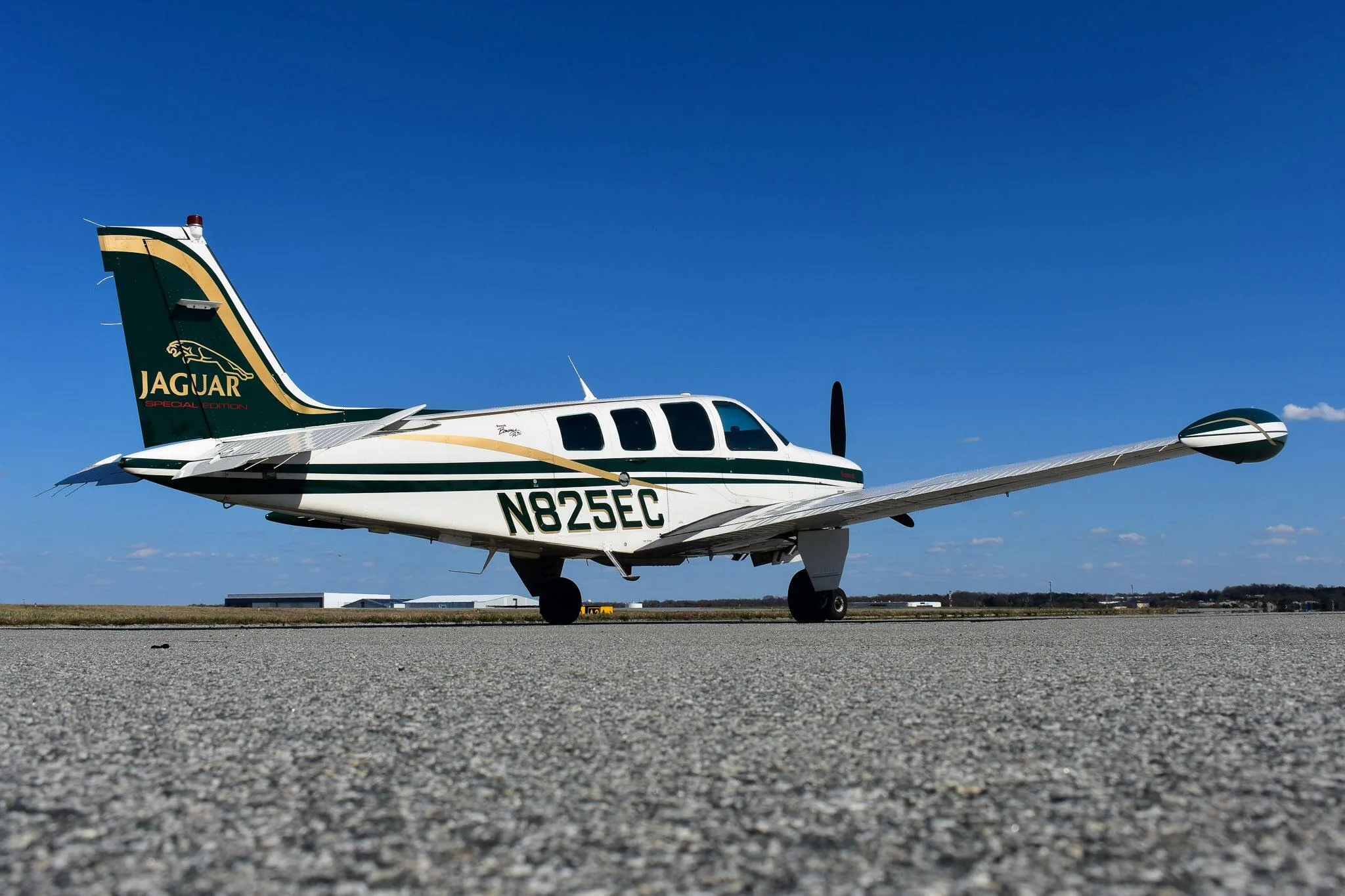 Exterior view of a 1999 Beechcraft A36 Bonanza.