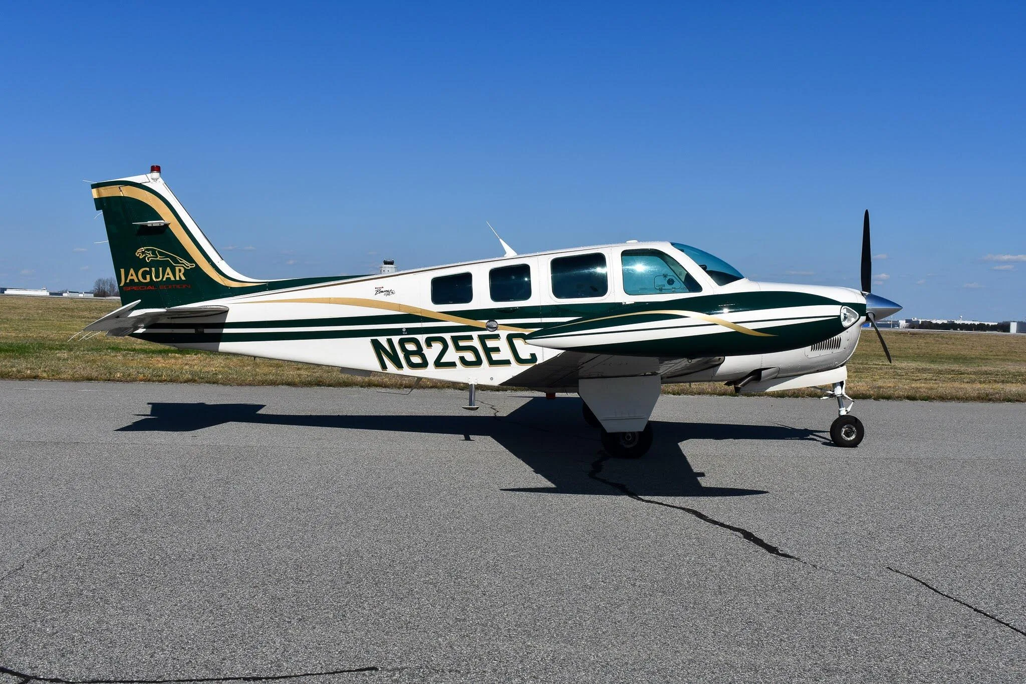 Exterior view of a 1999 Beechcraft A36 Bonanza.