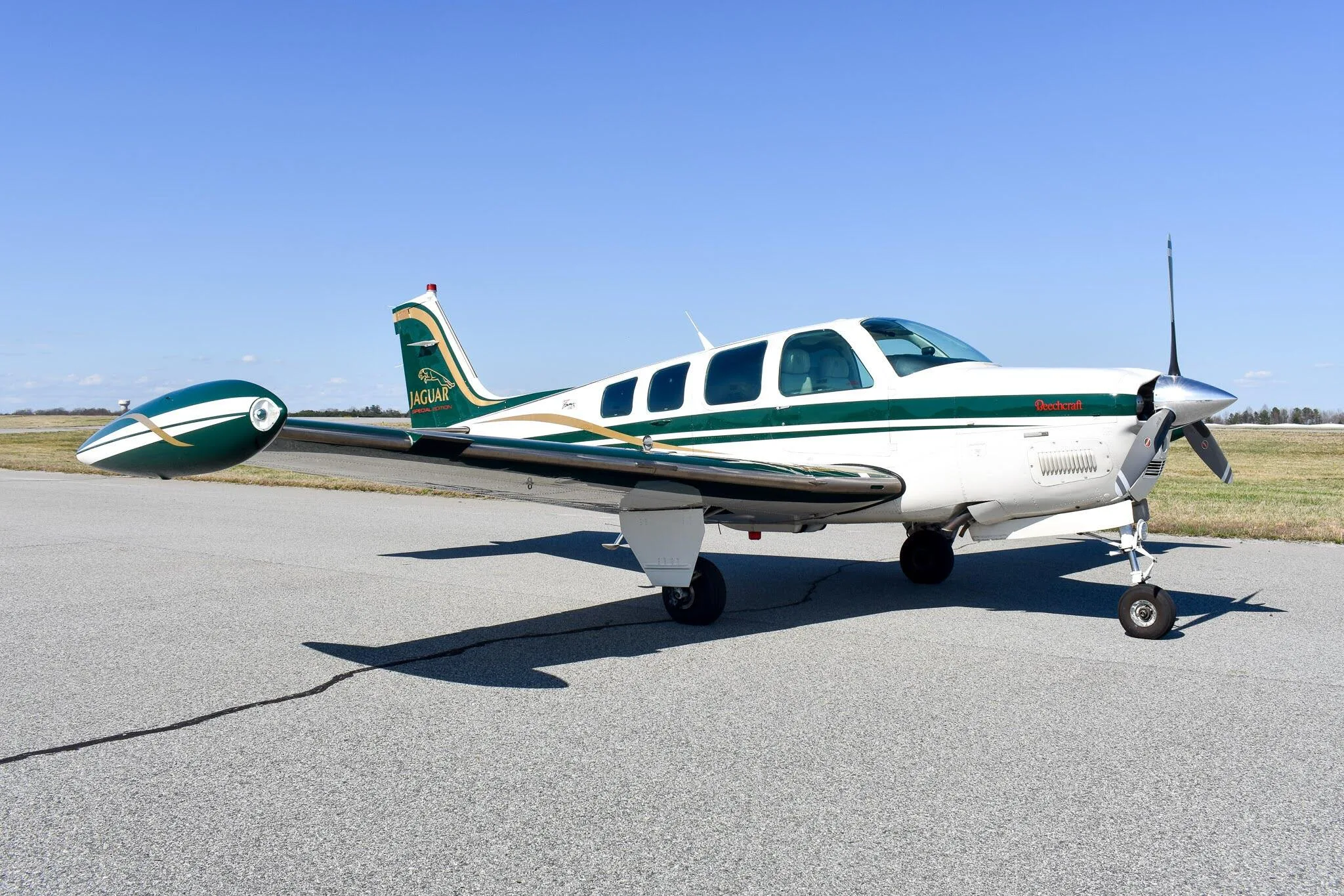 Exterior view of a 1999 Beechcraft A36 Bonanza.