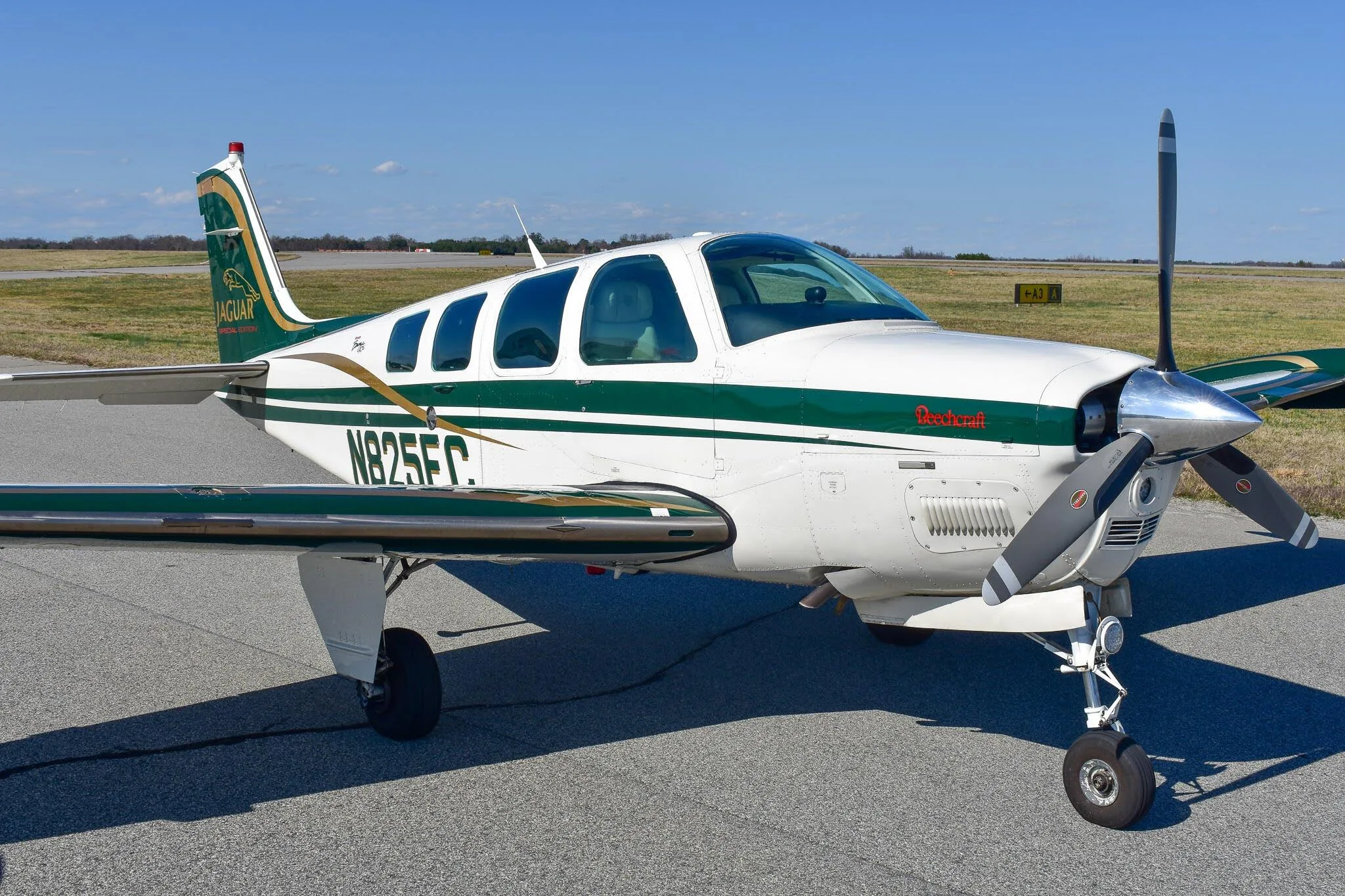 Exterior view of a 1999 Beechcraft A36 Bonanza.