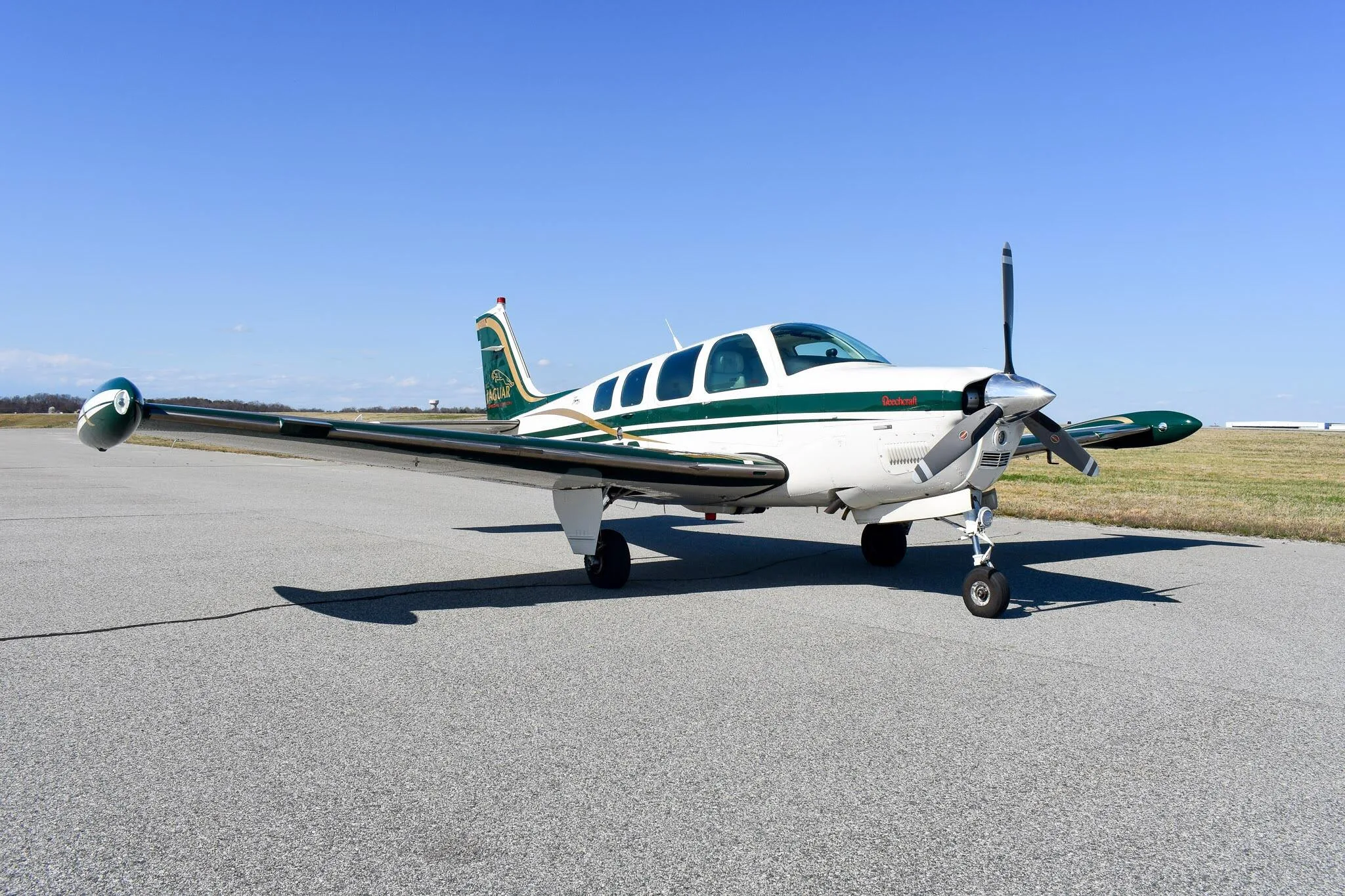 Exterior view of a 1999 Beechcraft A36 Bonanza.