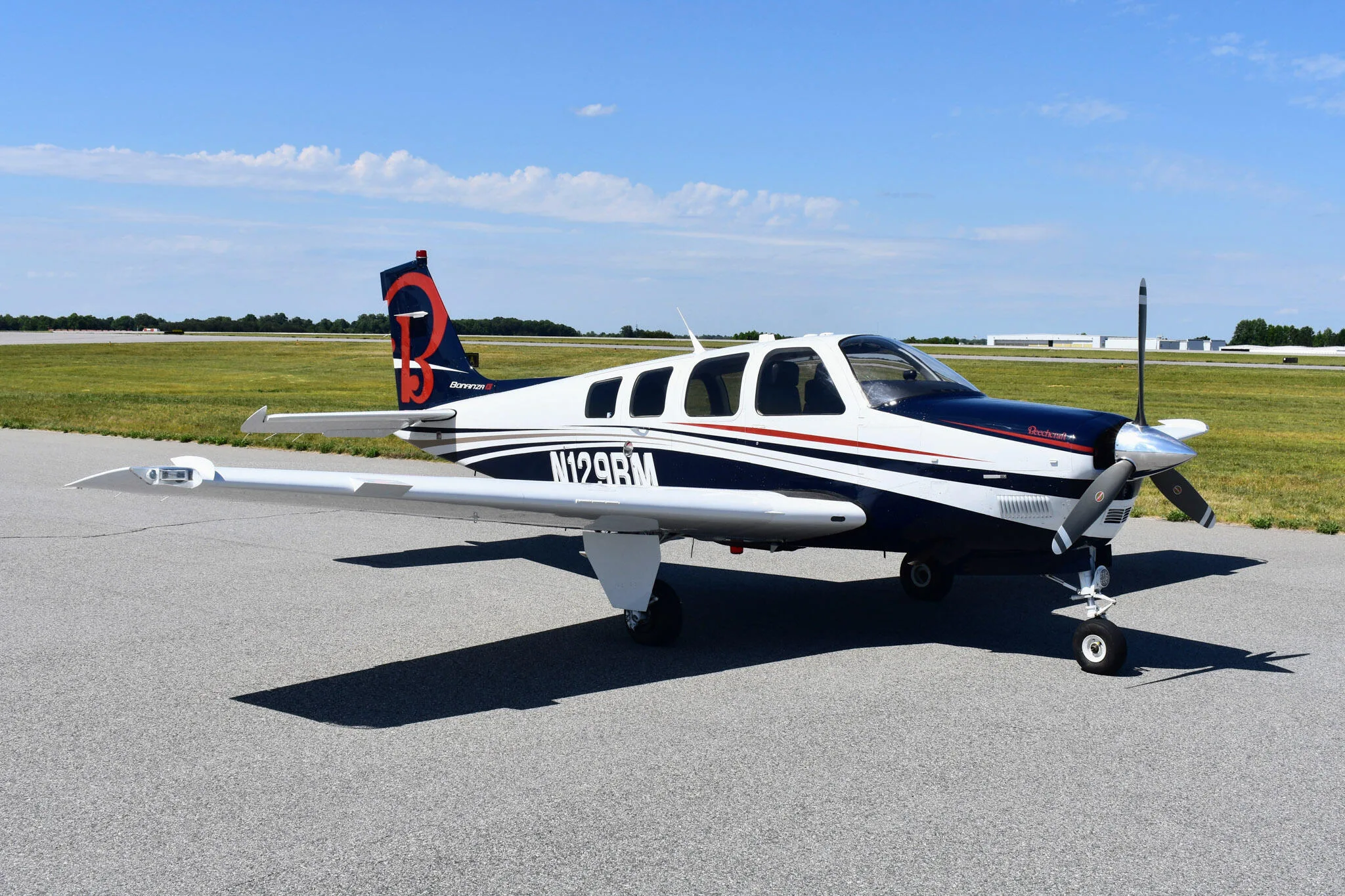 Exterior view of a 2005 Beechcraft A36 Bonanza.