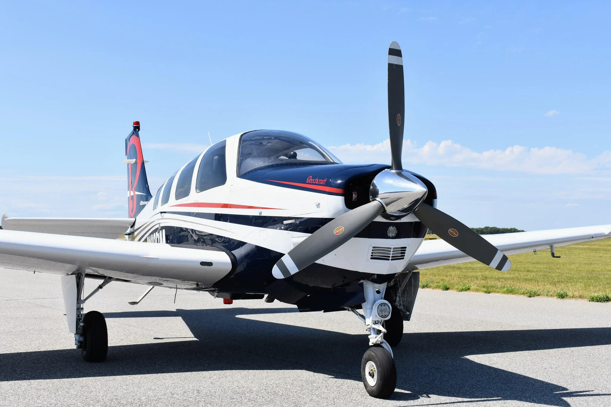 Exterior view of a 2005 Beechcraft A36 Bonanza.
