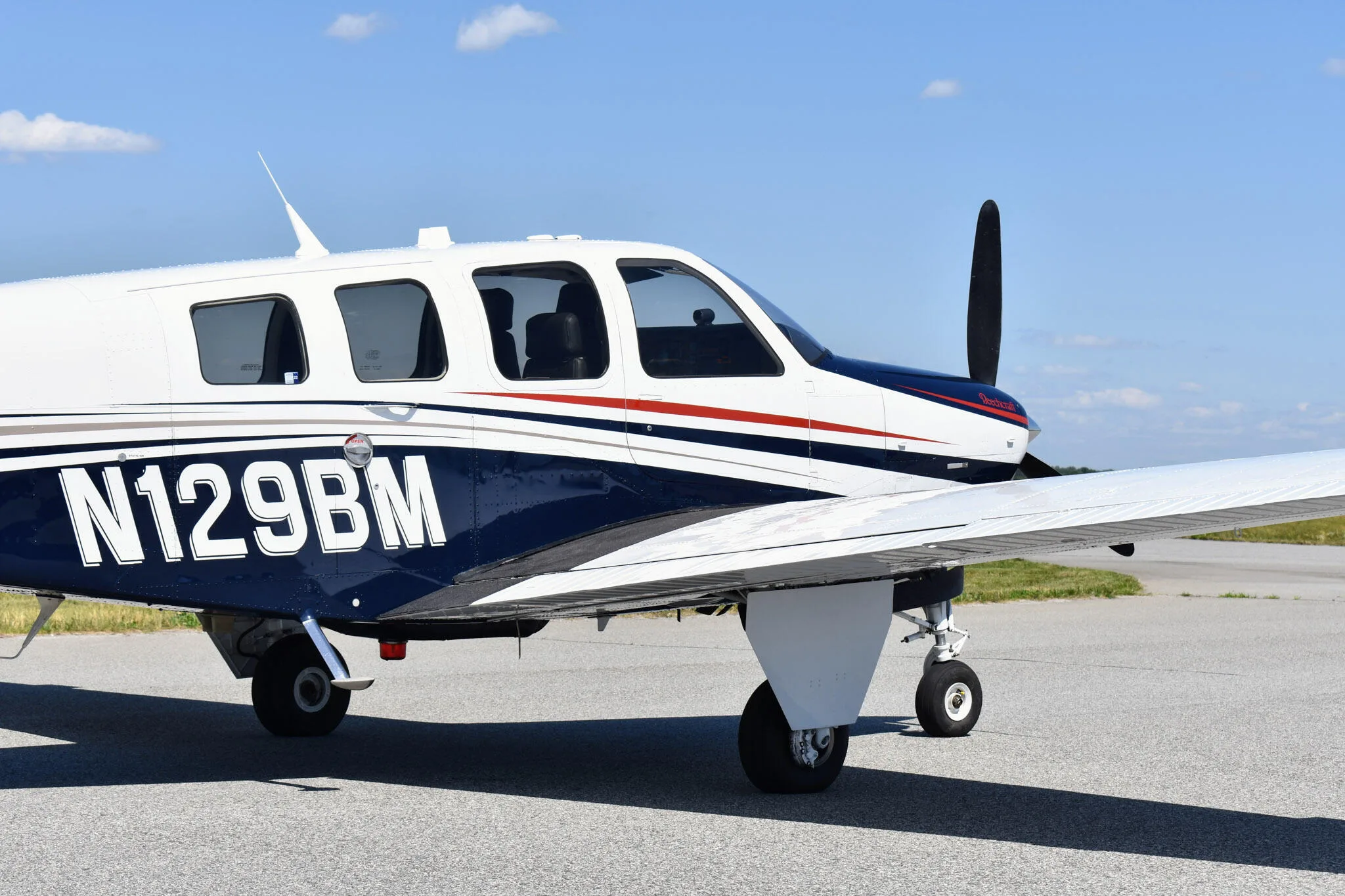 Exterior view of a 2005 Beechcraft A36 Bonanza.
