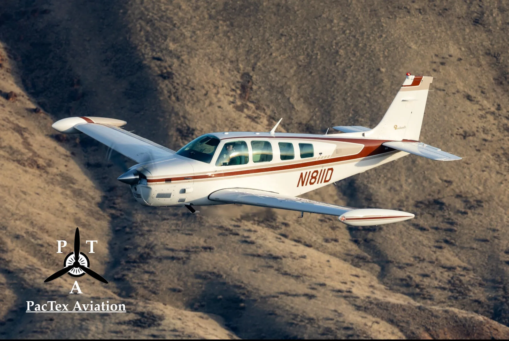 Exterior view of a 1981 Beechcraft A36TC Bonanza.