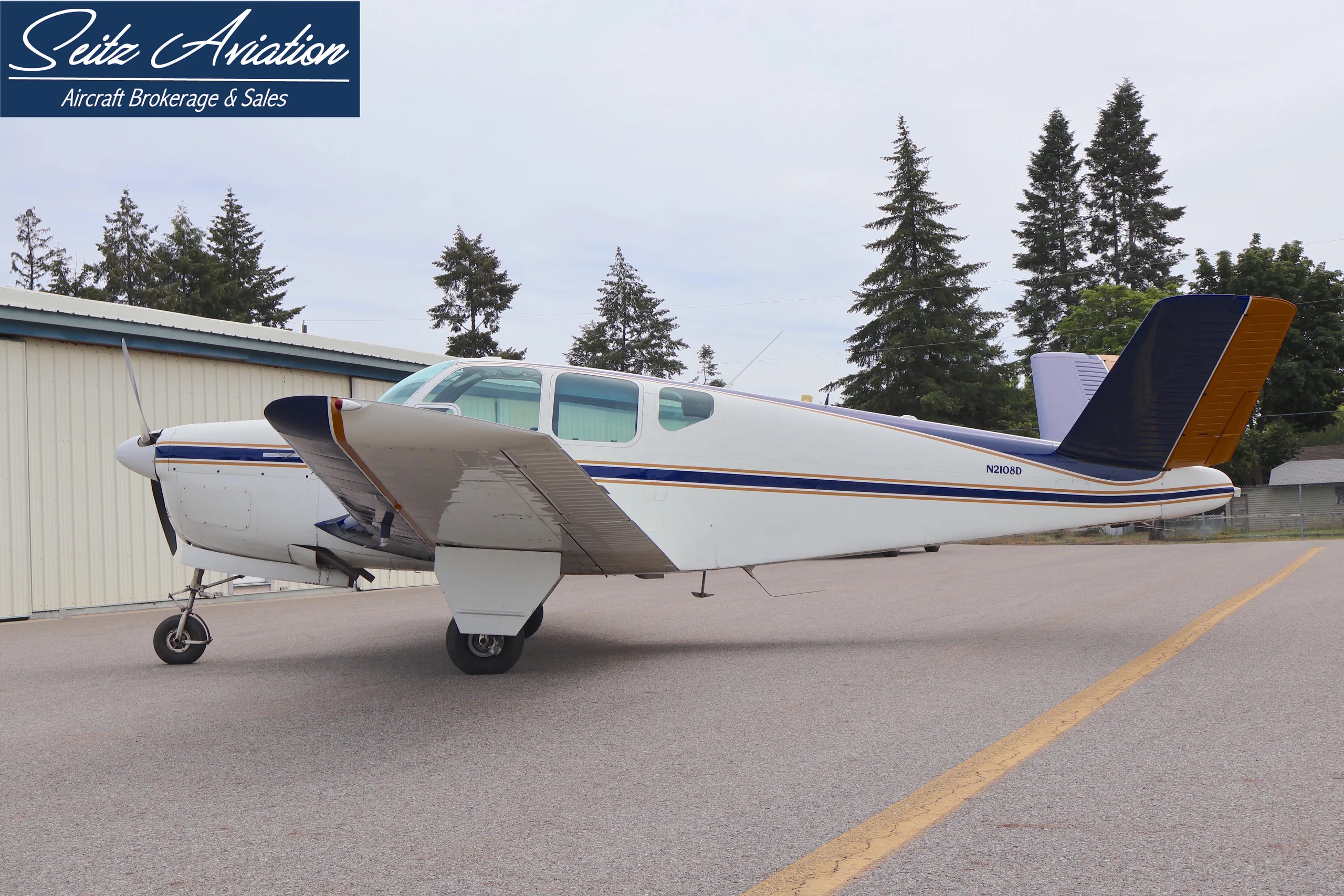 Exterior view of a 1953 Beechcraft D35 Bonanza.