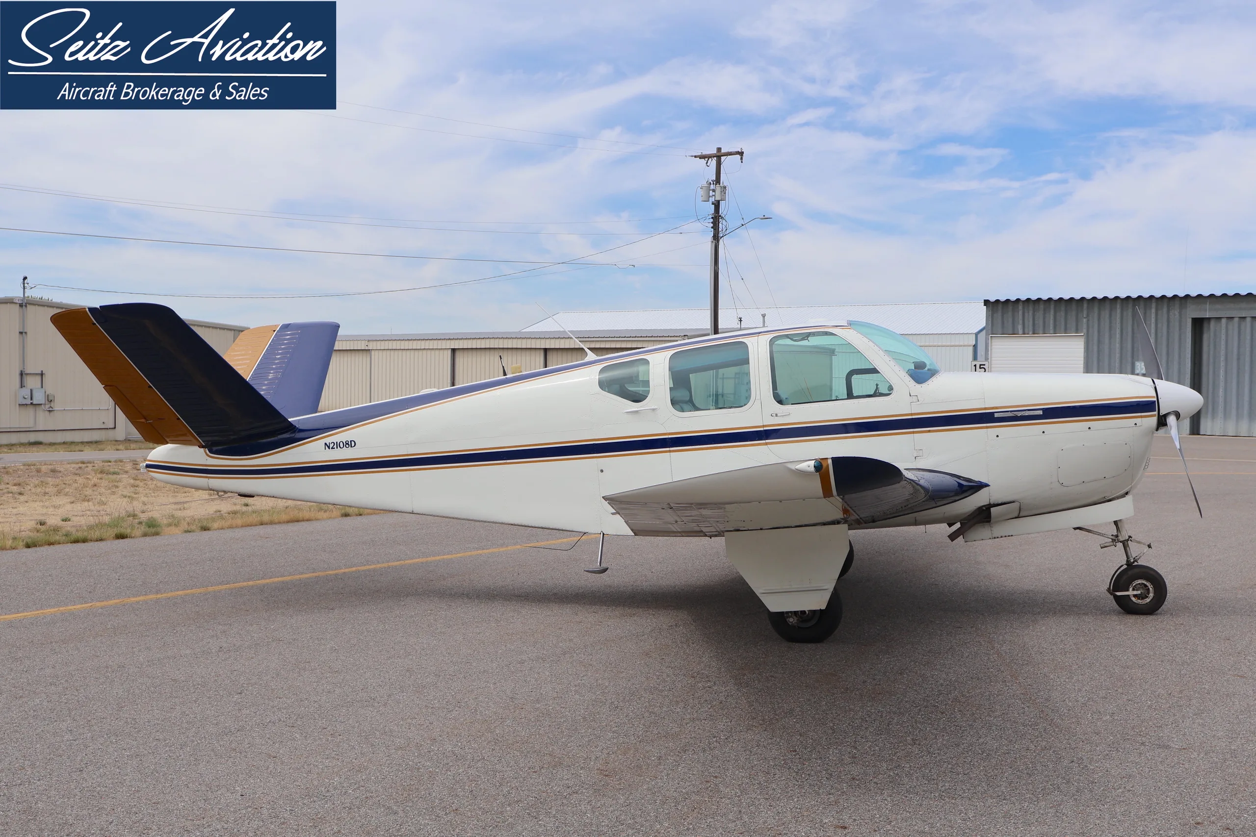 Exterior view of a 1953 Beechcraft D35 Bonanza.