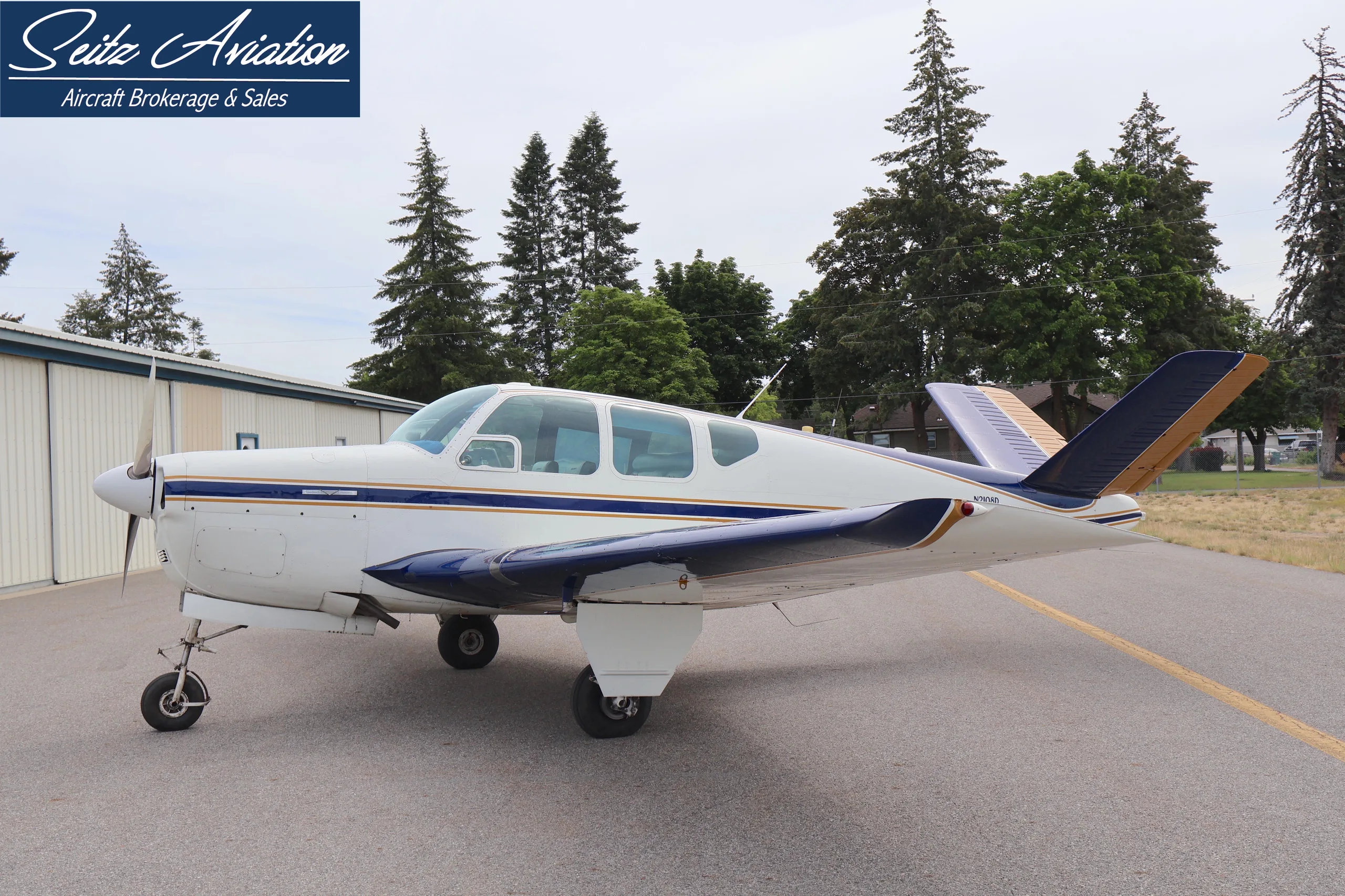Exterior view of a 1953 Beechcraft D35 Bonanza.