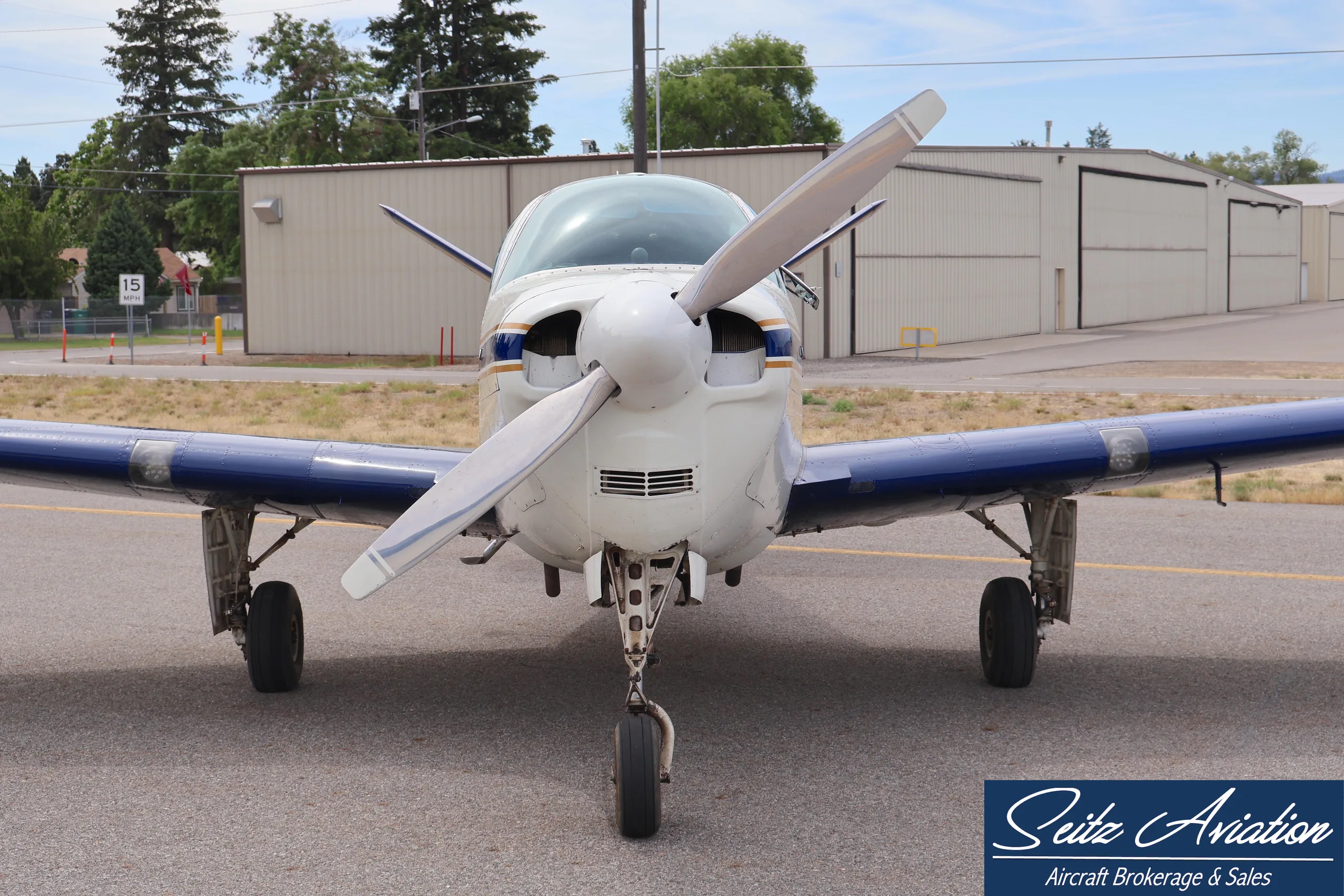 Exterior view of a 1953 Beechcraft D35 Bonanza.