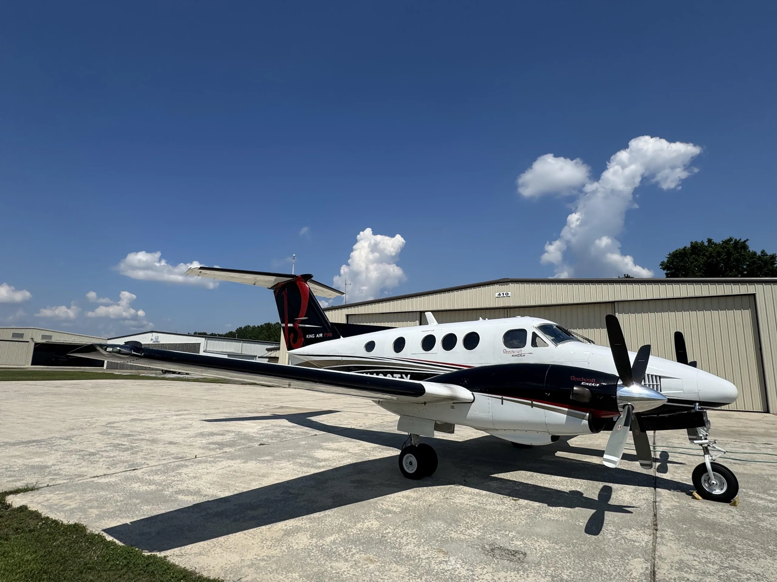 Exterior view of a 1980 Beechcraft King Air F90.