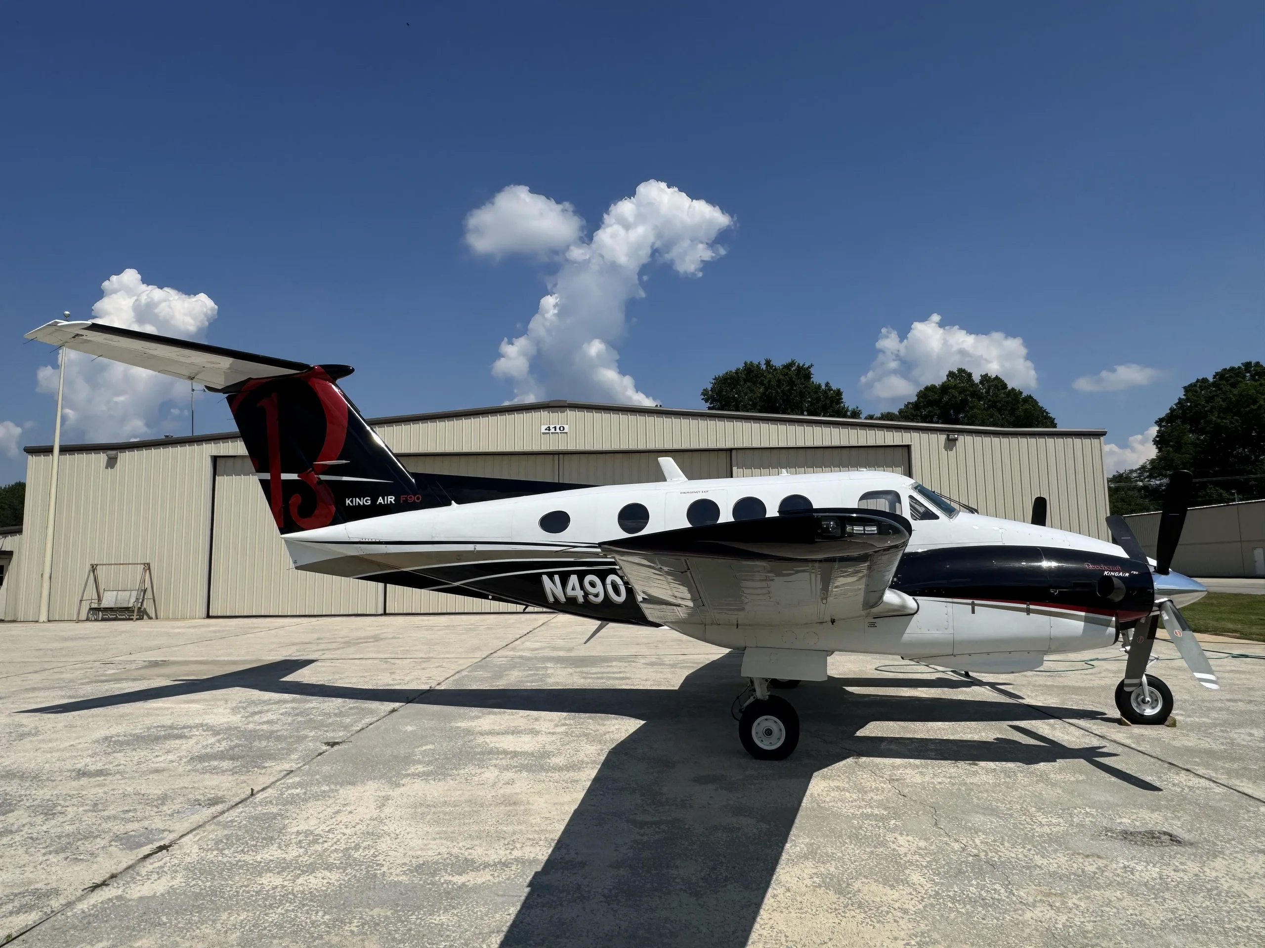 Exterior view of a 1980 Beechcraft King Air F90.