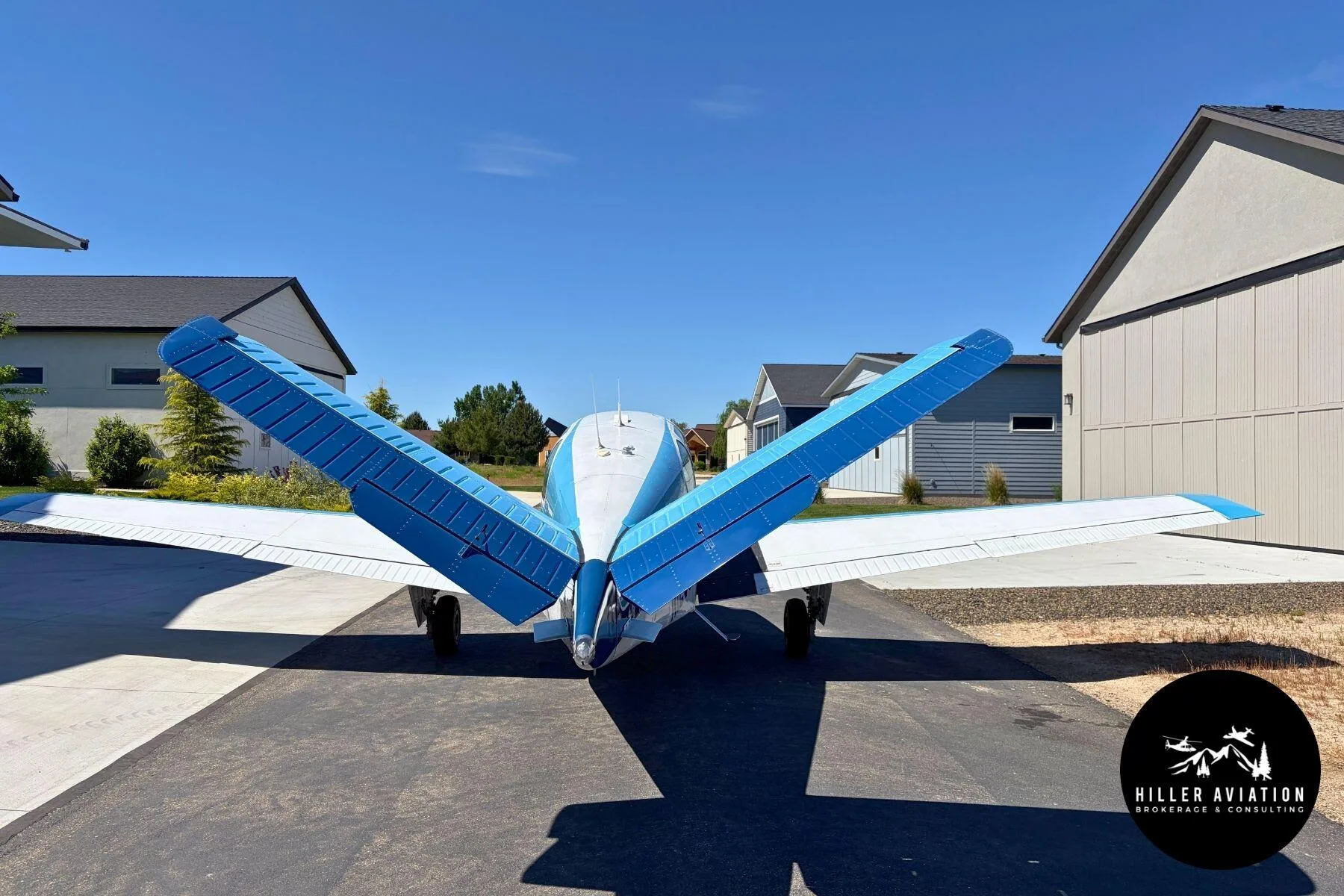 Exterior view of a 1961 Beechcraft N35 Bonanza.