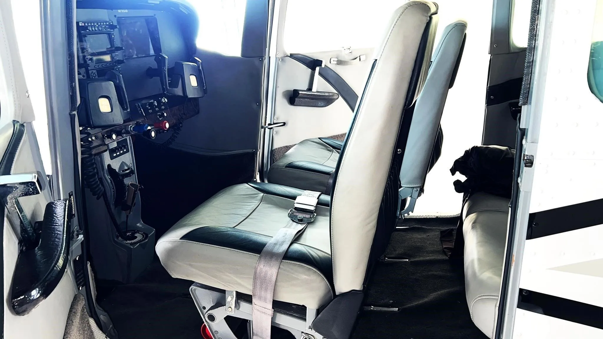 Cabin interior of a 1977 Cessna 182Q Skylane.