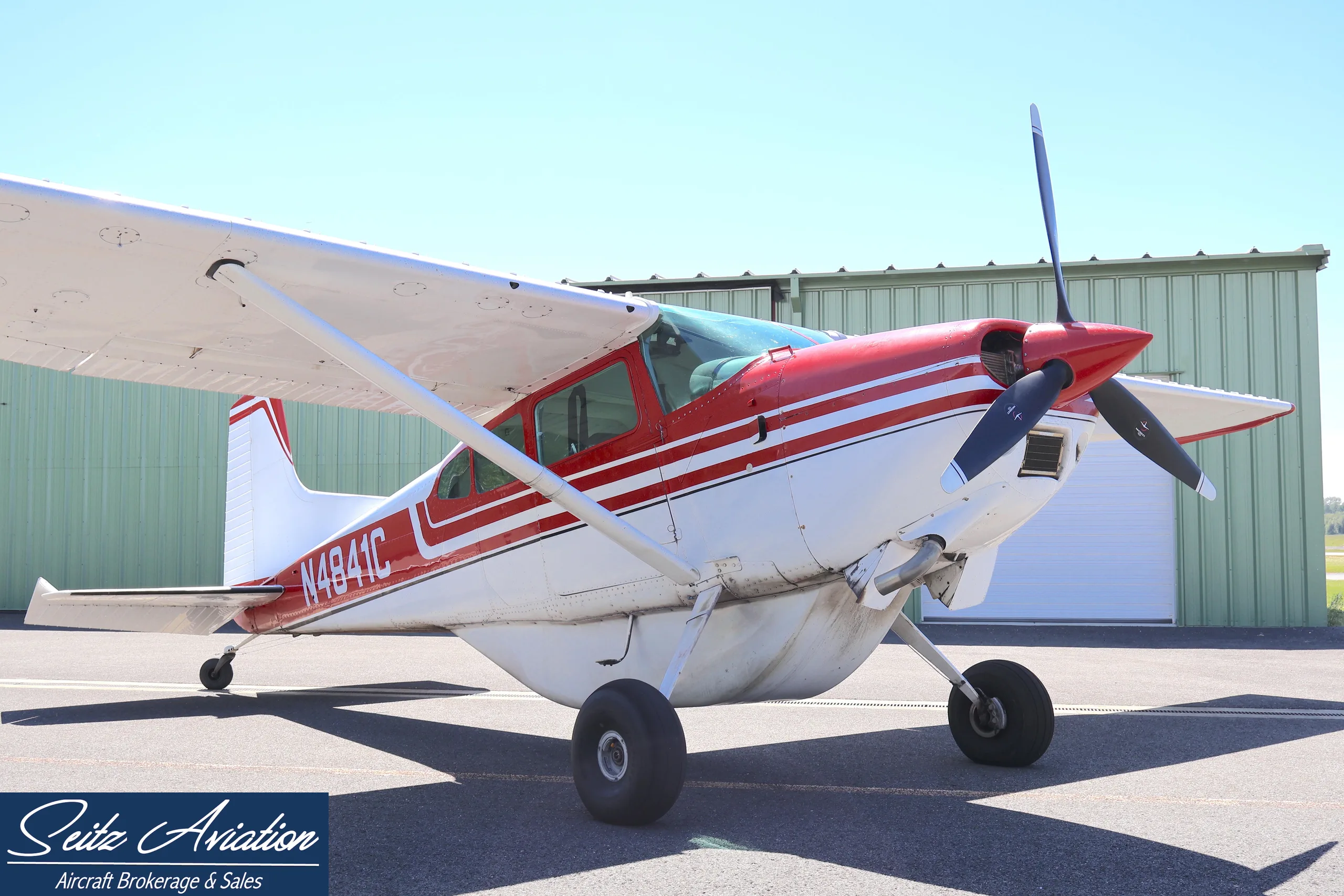 Exterior view of a 1975 Cessna 185F Skywagon.