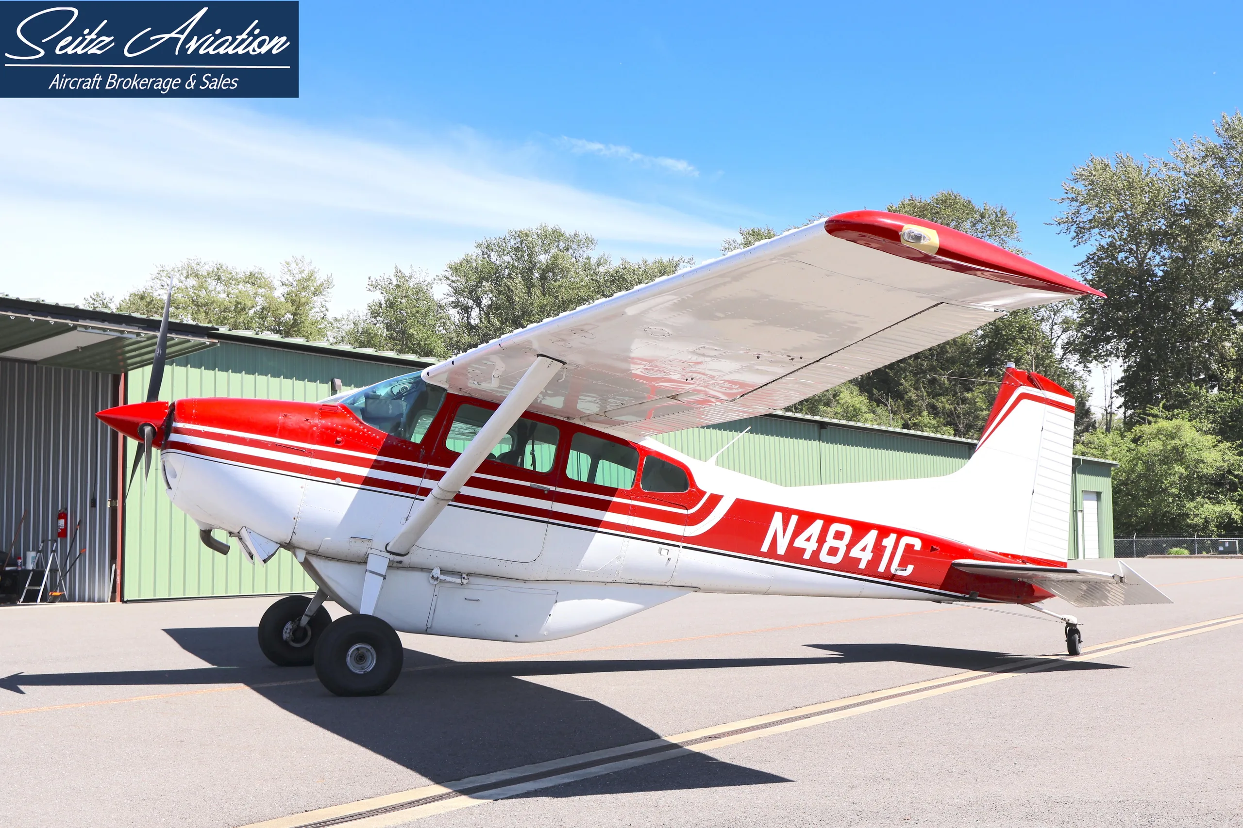 Exterior view of a 1975 Cessna 185F Skywagon.