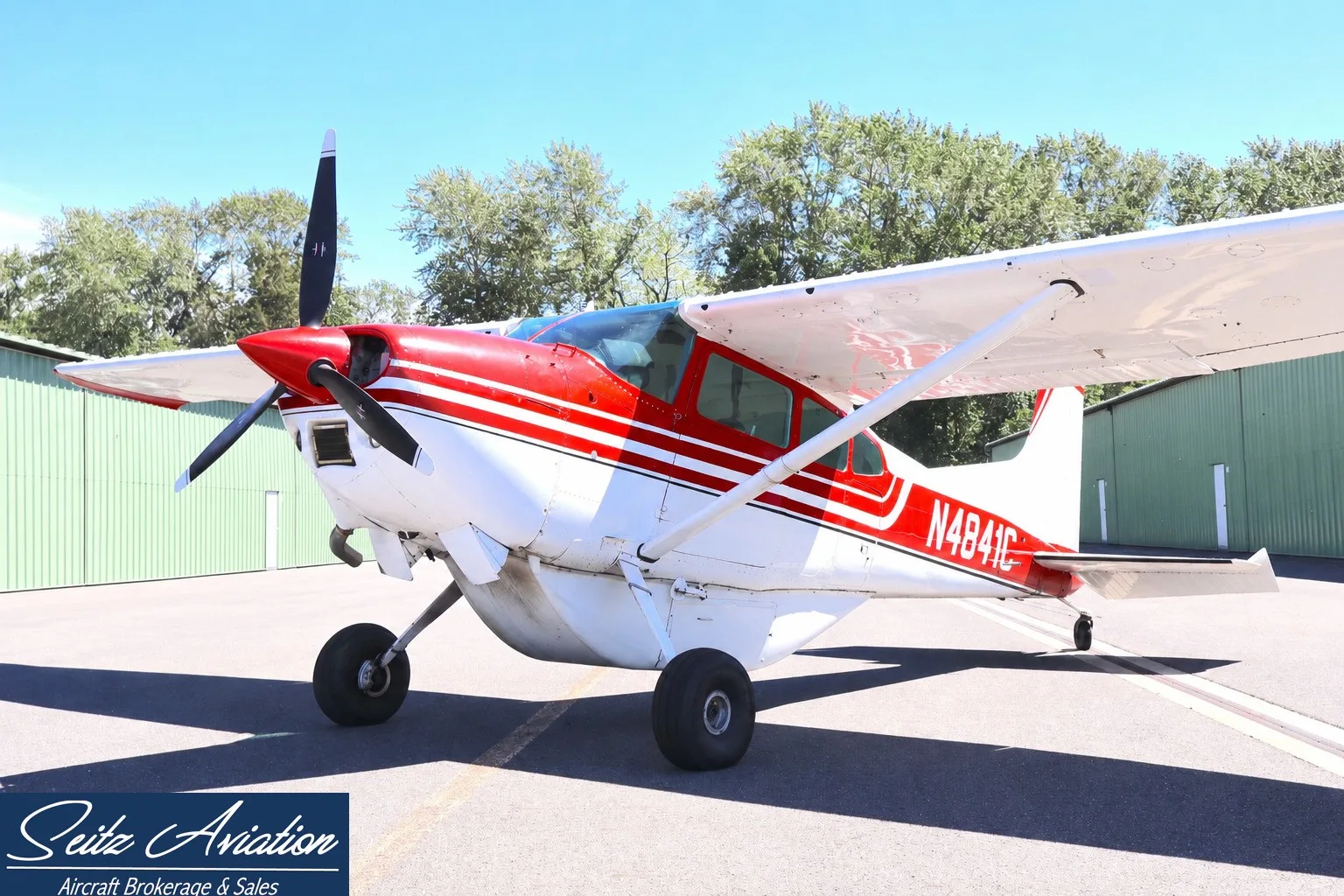 Exterior view of a 1975 Cessna 185F Skywagon.