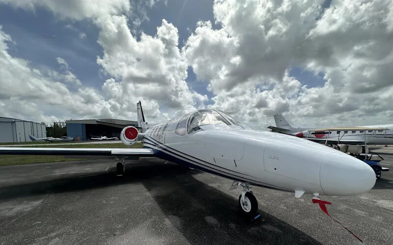 Exterior view of a 1976 Cessna 500 Citation I.