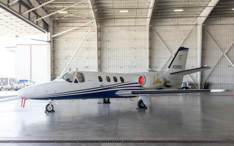Exterior view of a 1976 Cessna 500 Citation I.