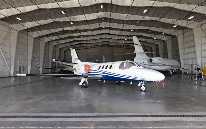 Exterior view of a 1976 Cessna 500 Citation I.