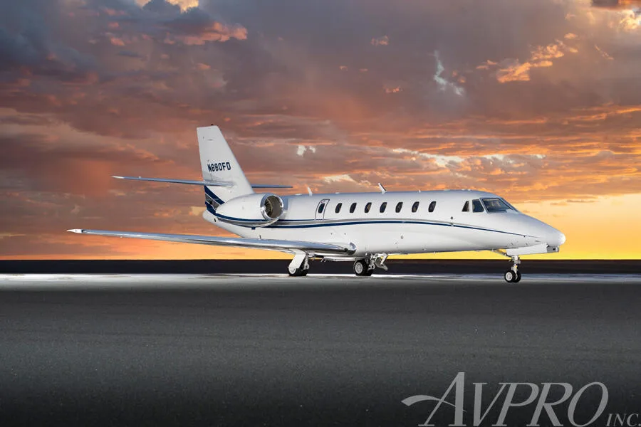Exterior view of a 2009 Cessna 680 Citation Sovereign.
