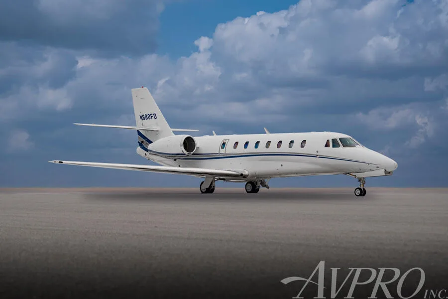 Exterior view of a 2009 Cessna 680 Citation Sovereign.