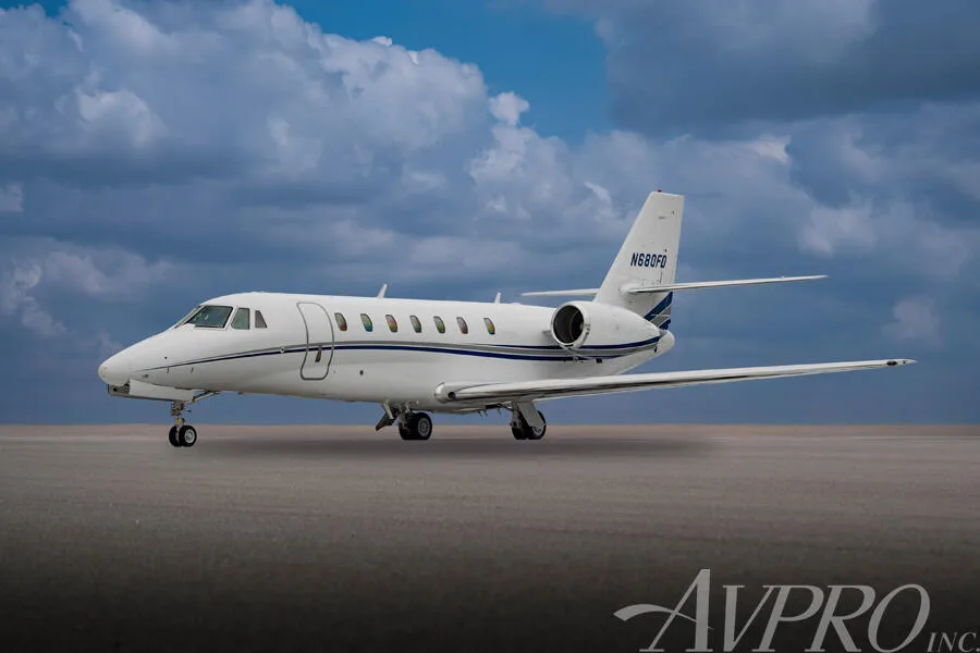 Exterior view of a 2009 Cessna 680 Citation Sovereign.