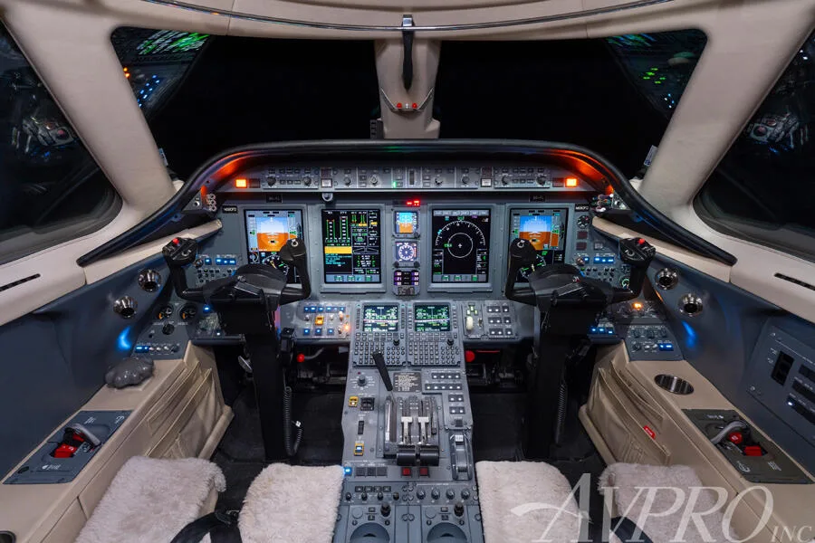 Cockpit and instrument panel of a 2009 Cessna 680 Citation Sovereign.