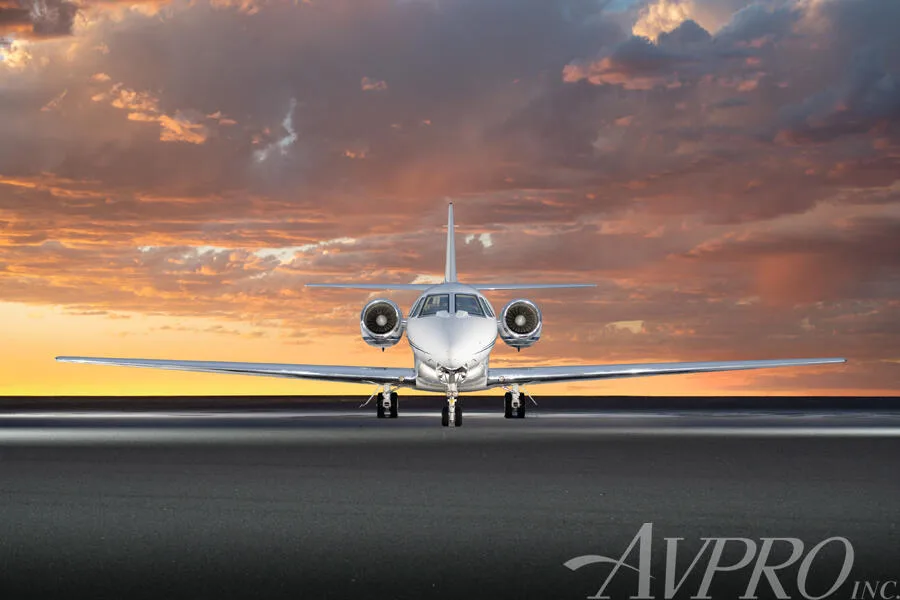 Marketing image of a 2009 Cessna 680 Citation Sovereign.