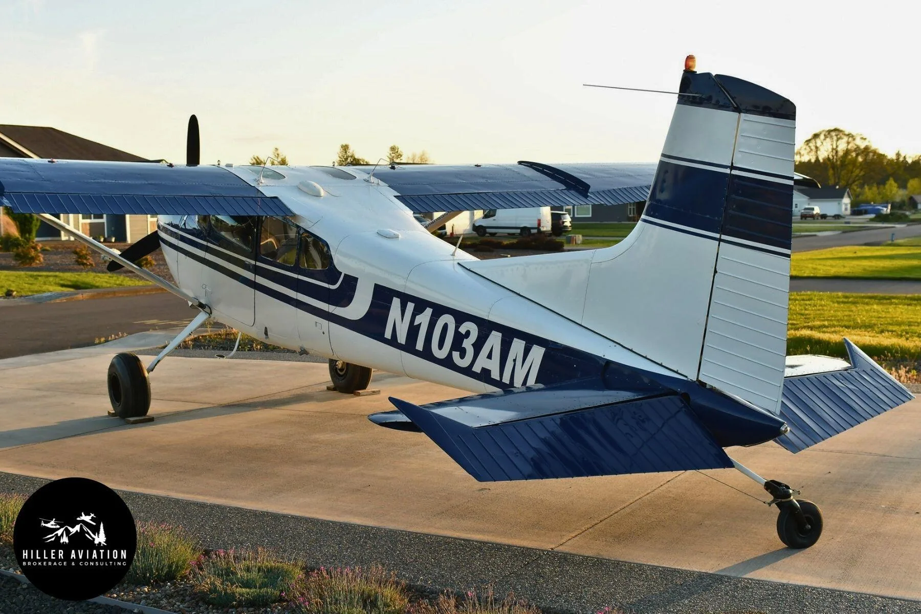 Exterior view of a 1975 Cessna A185F Skywagon.
