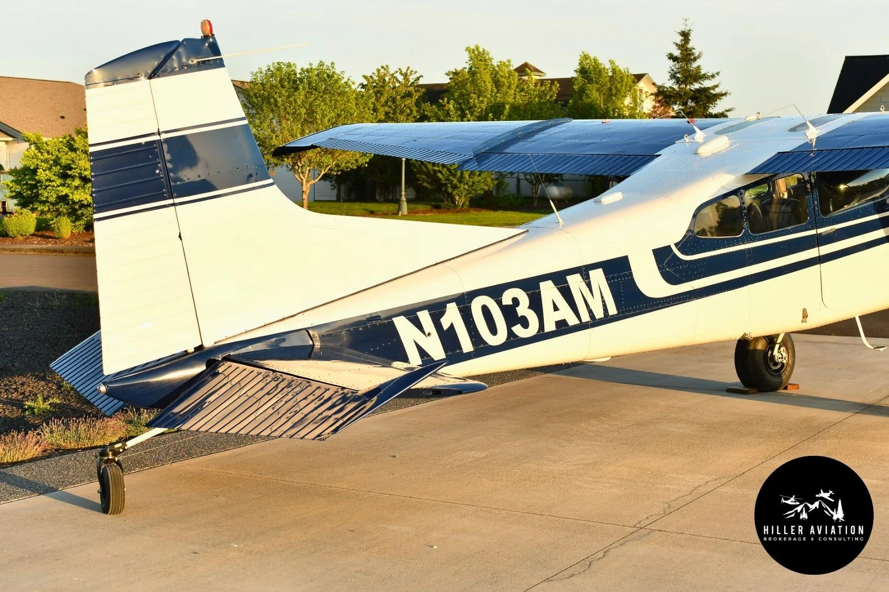 Exterior view of a 1975 Cessna A185F Skywagon.