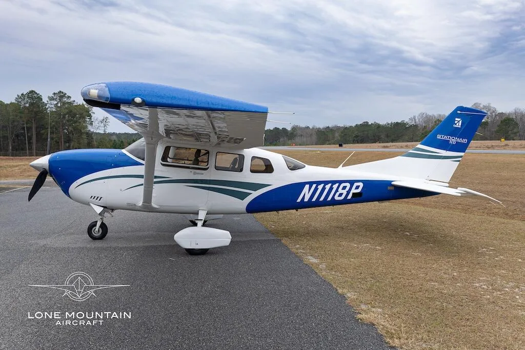 Exterior view of a 2019 Cessna T206H.